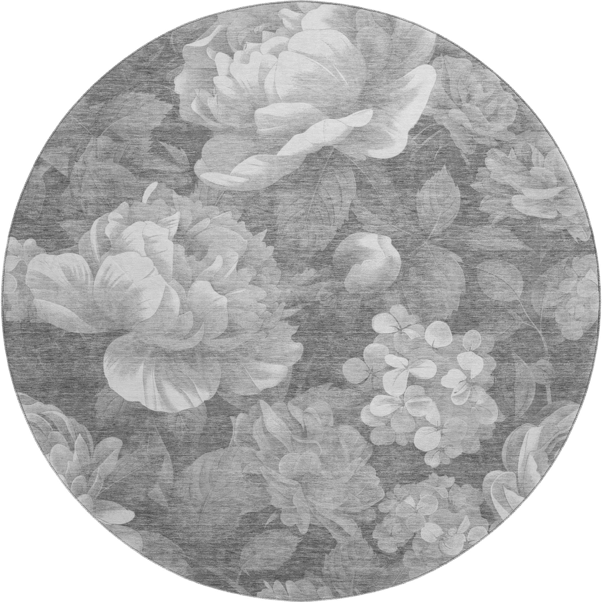 Oslo Machine Washable Transitional Gray Rug 8' x 8' #shape_Round