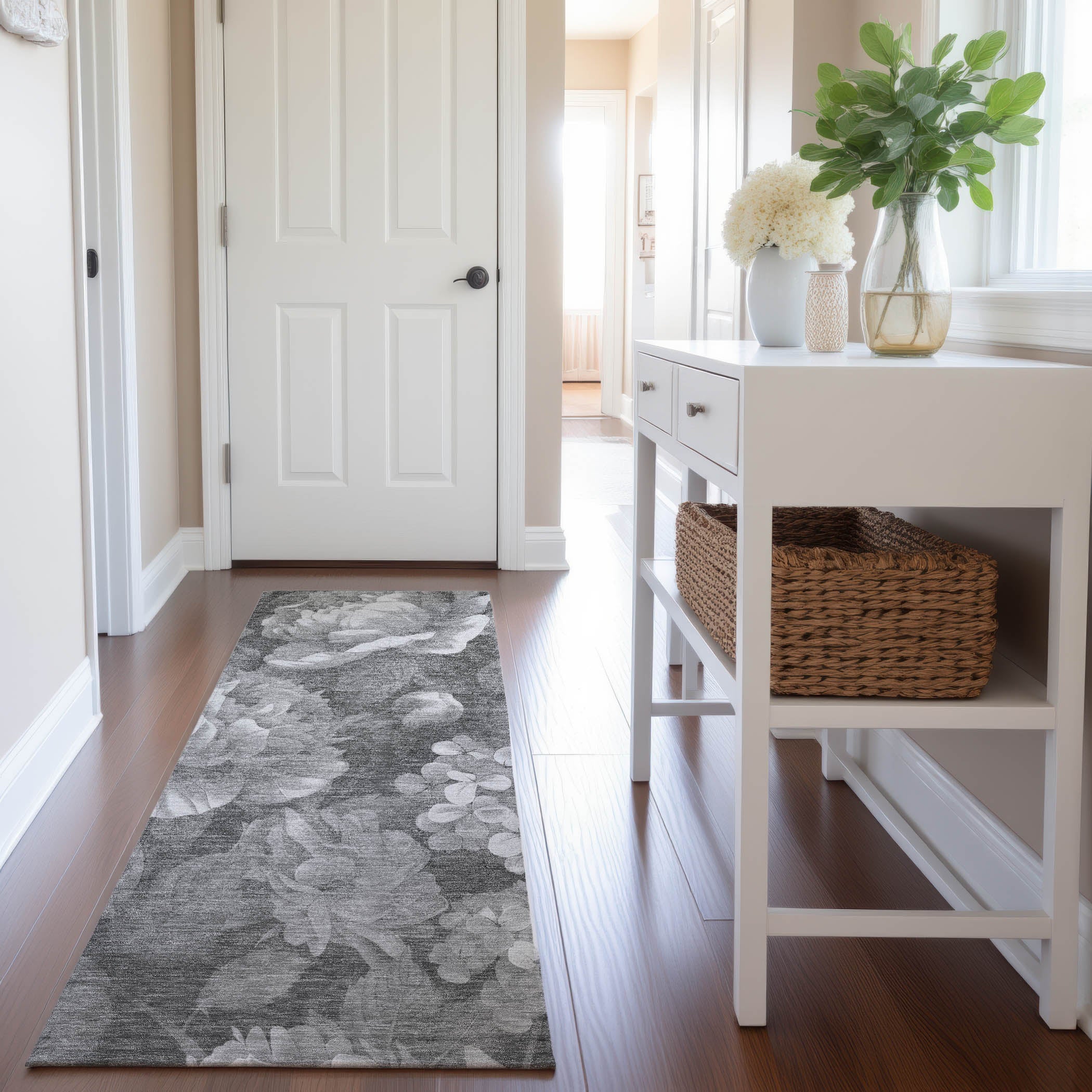 Oslo Machine Washable Transitional Gray Rug 2'3" x 7'6" #shape_Runner