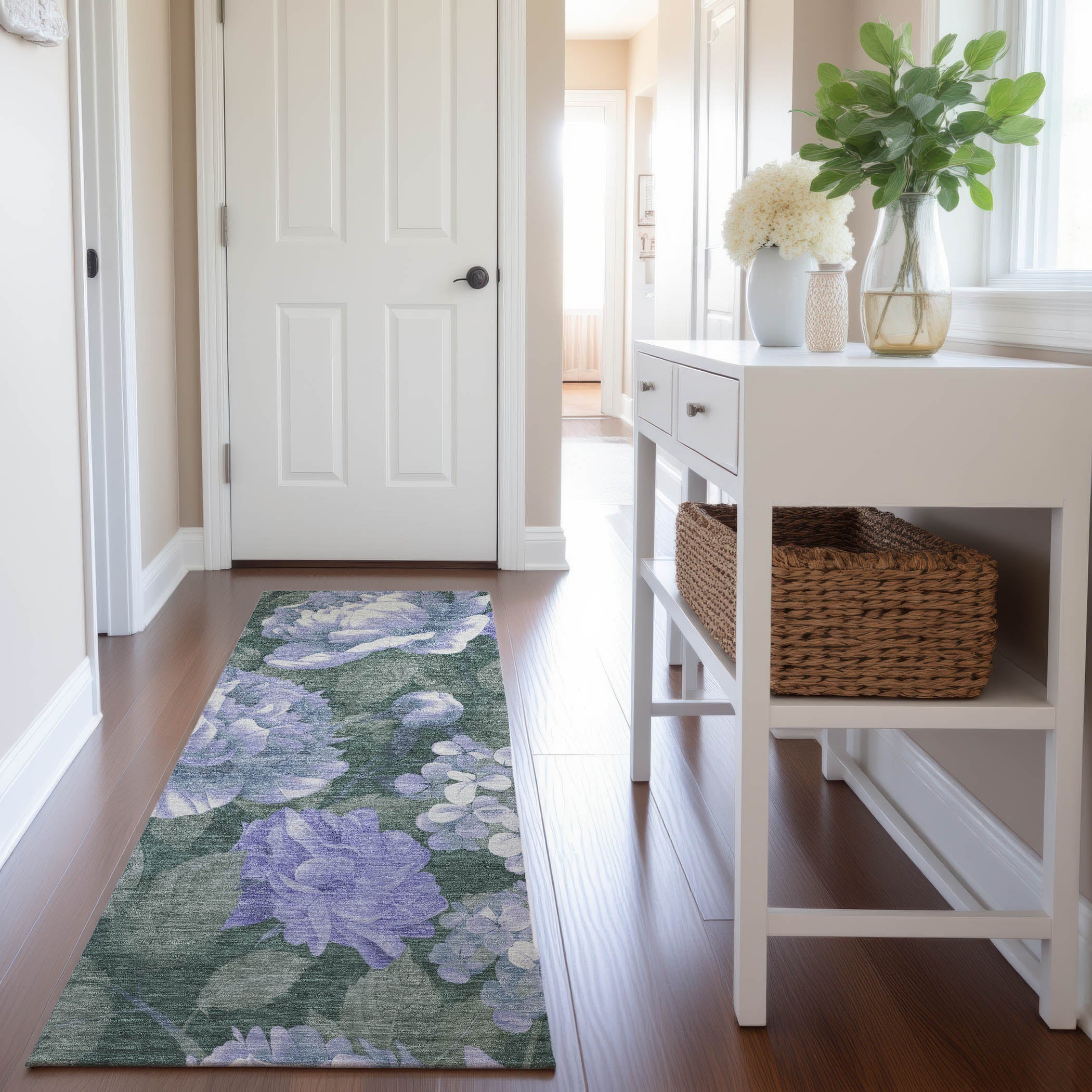Oslo Machine Washable Transitional Lavender Purple Rug 2'3" x 7'6" #shape_Runner