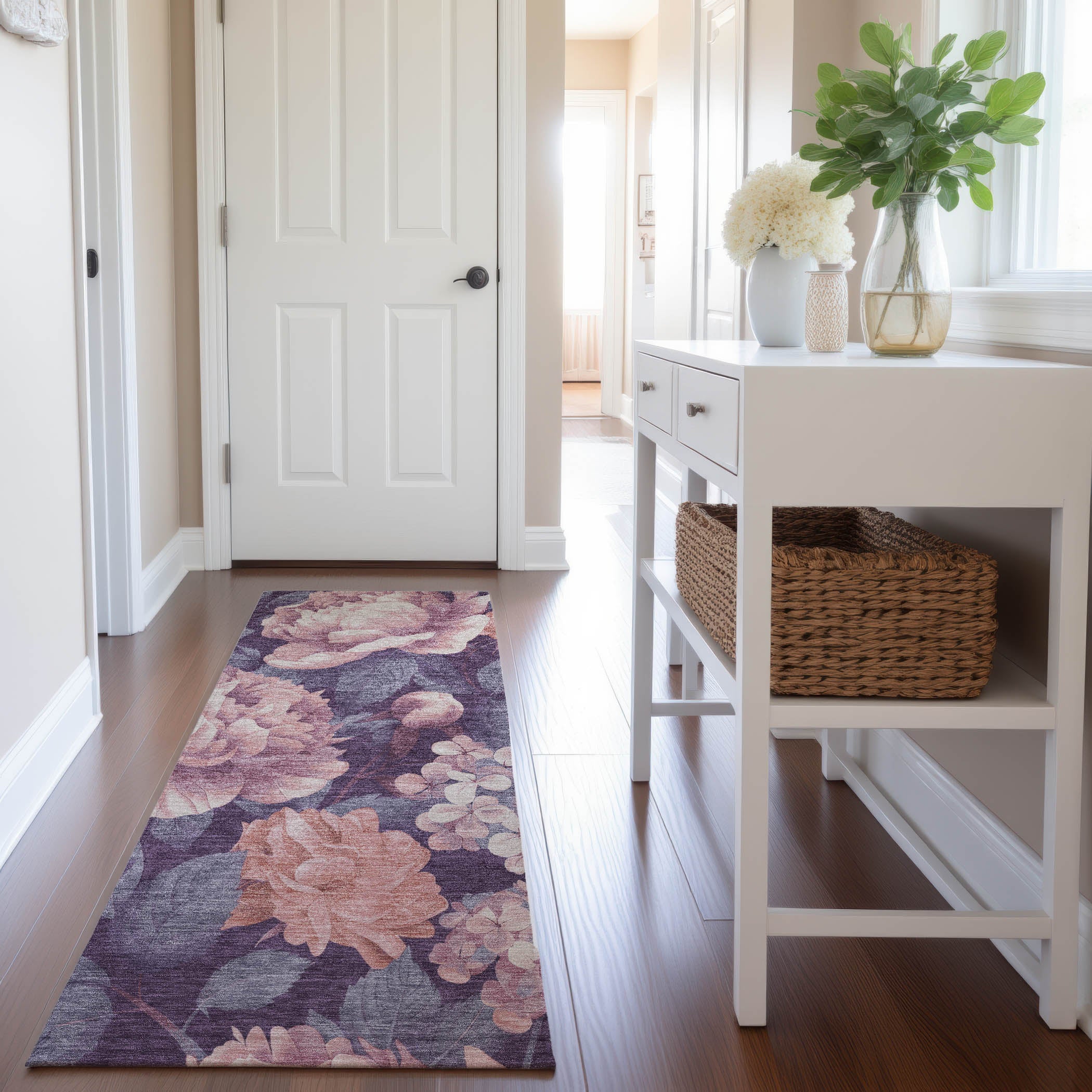 Oslo Machine Washable Transitional Salmon Orange Rug 2'3" x 7'6" #shape_Runner