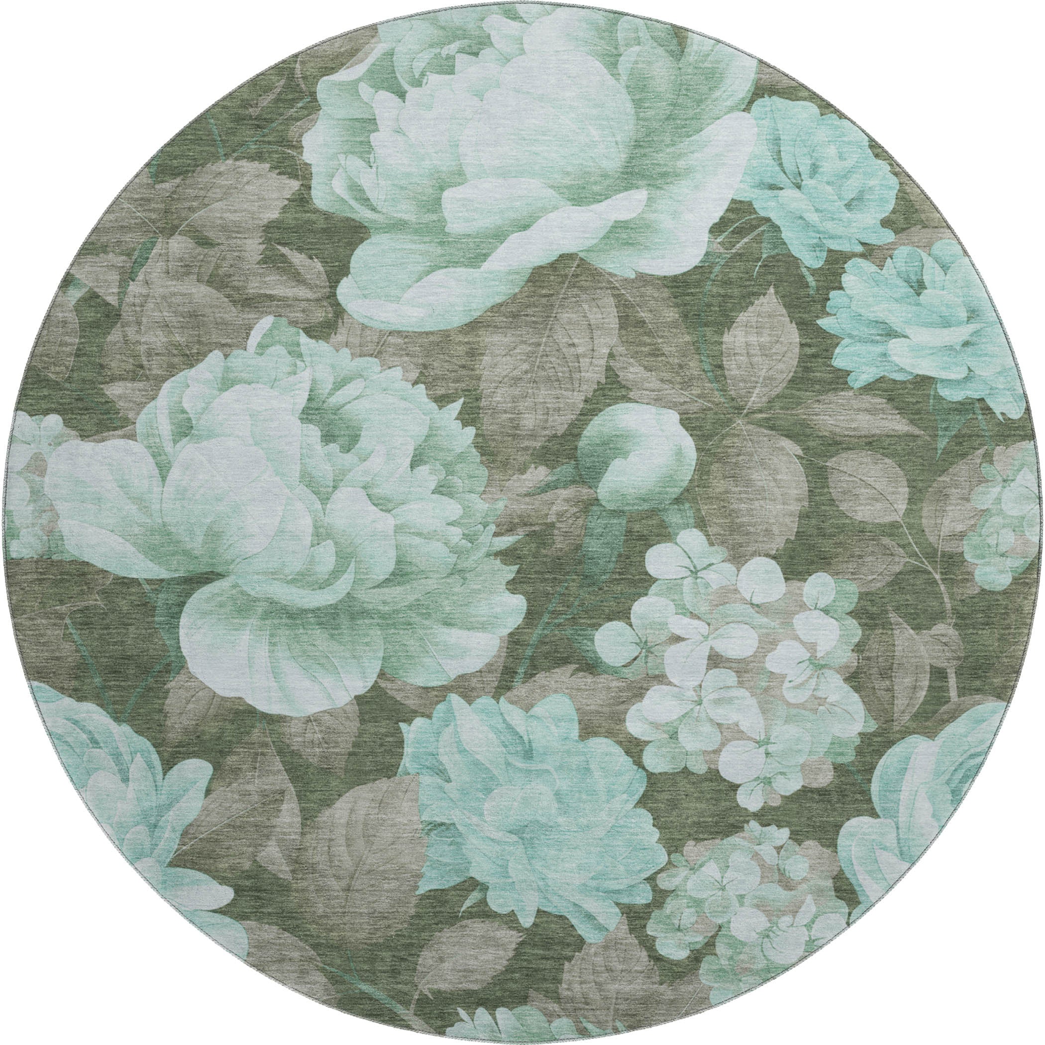 Oslo Machine Washable Transitional Seafoam Blue Rug 8' x 8' #shape_Round