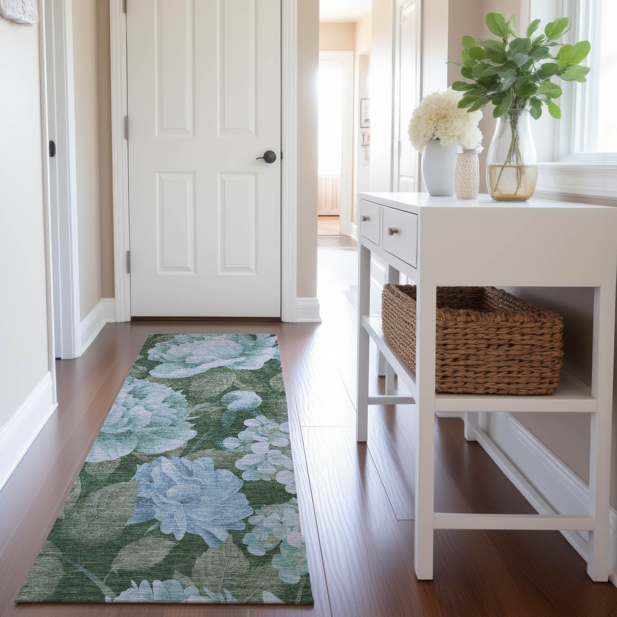 Oslo Machine Washable Transitional Sky Blue Rug 2'3" x 7'6" #shape_Runner