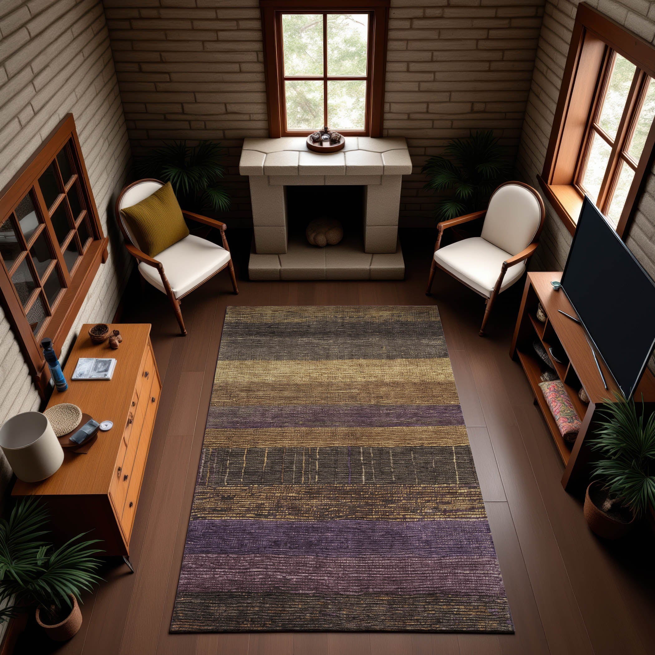 Baku Machine Washable Transitional Brown Rug 2'6" x 3'10" #shape_Rectangle