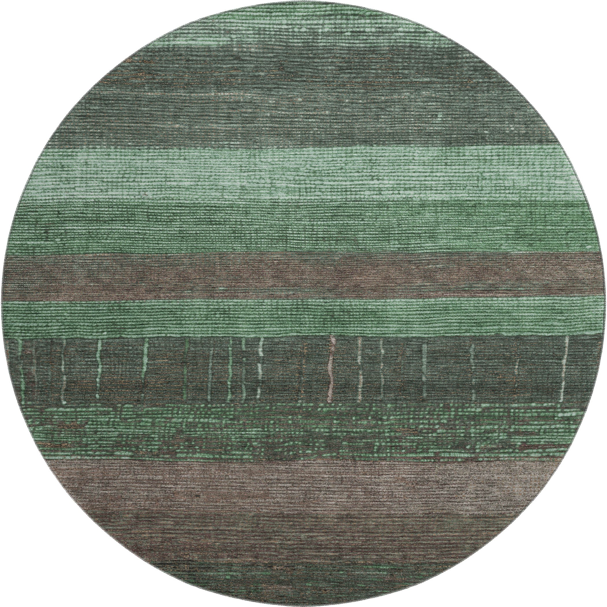 Baku Machine Washable Transitional Green Rug 8' x 8' #shape_Round