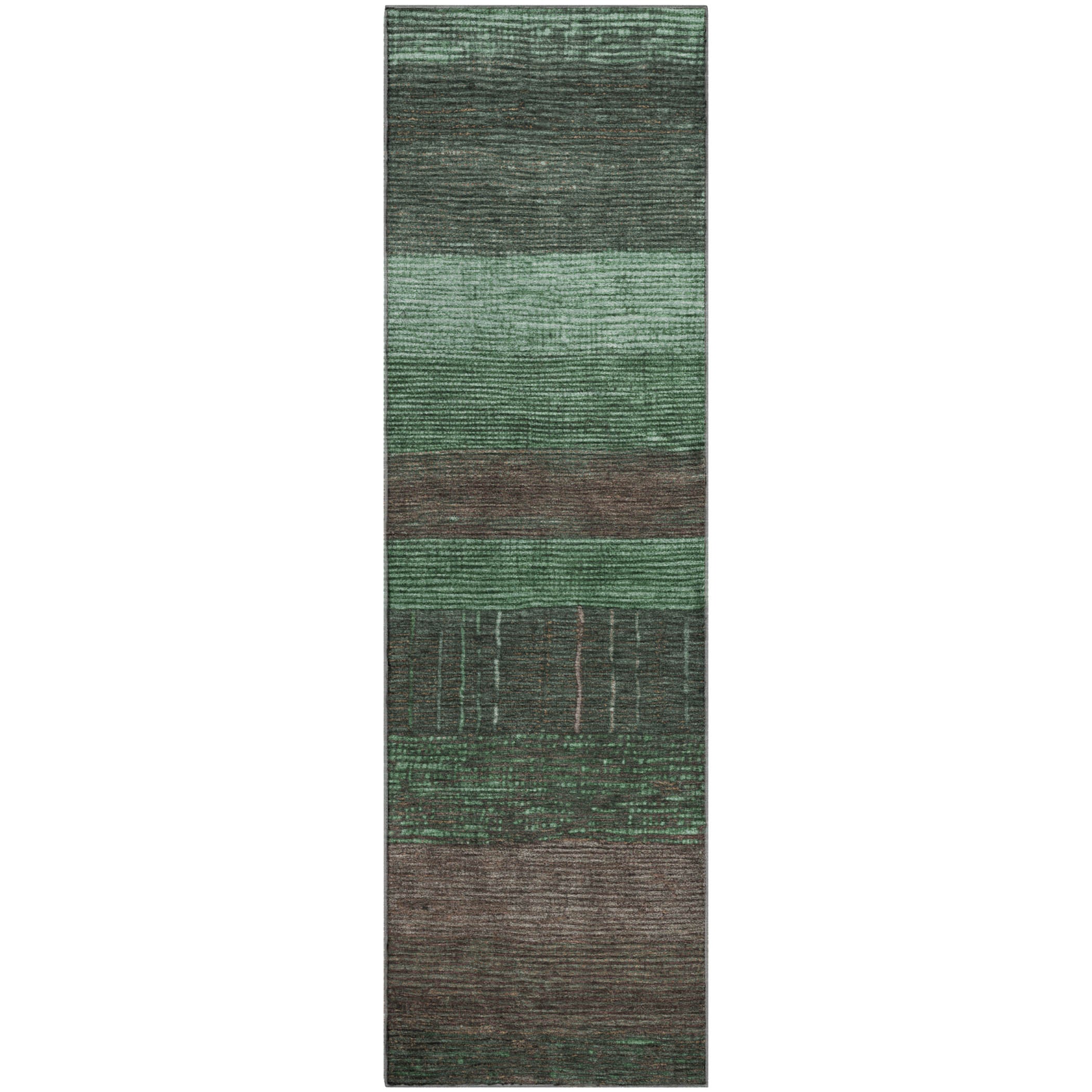 Baku Machine Washable Transitional Green Rug 2'3" x 7'6" #shape_Runner