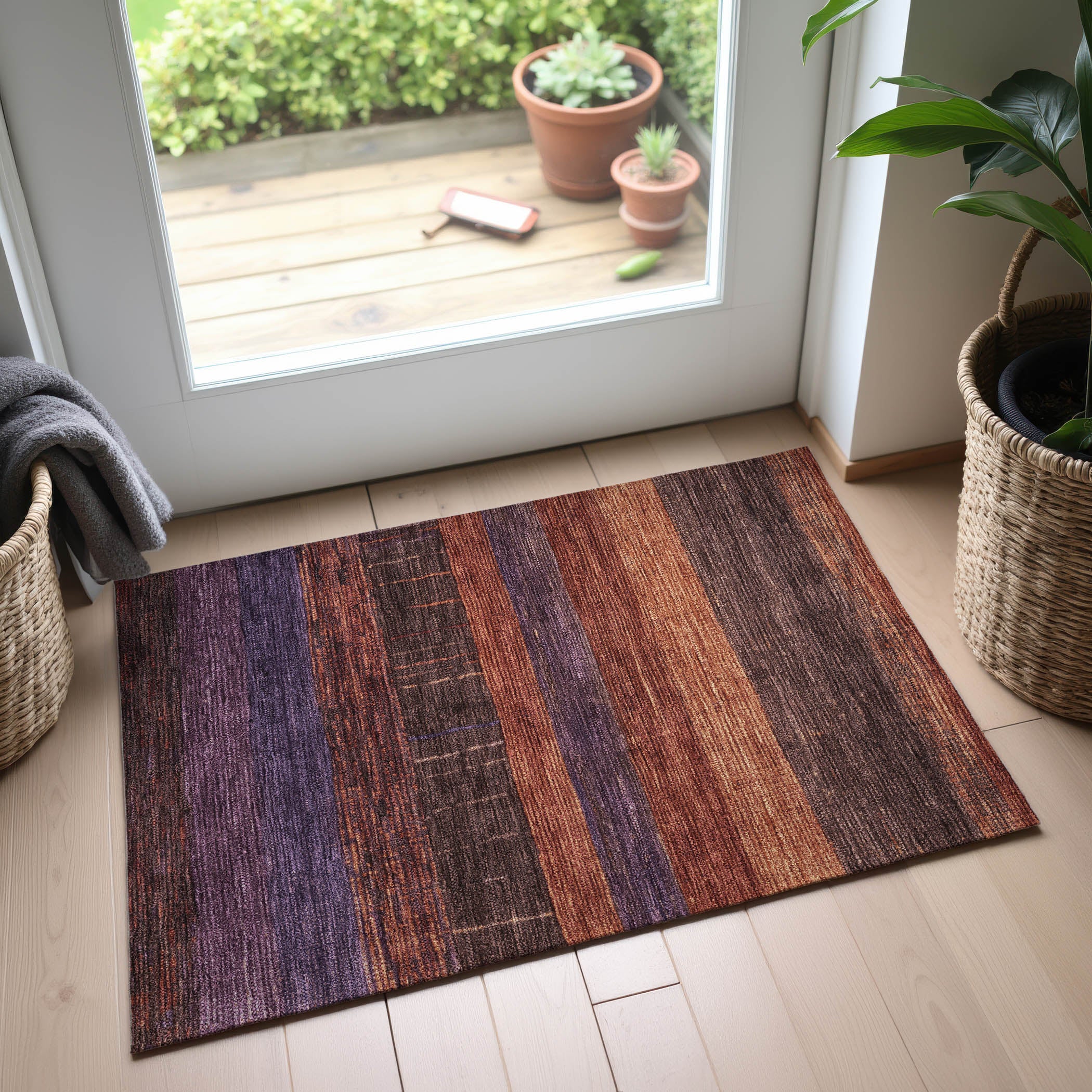 Baku Machine Washable Transitional Paprika Orange Rug 1'8" x 2'6" #shape_Rectangle