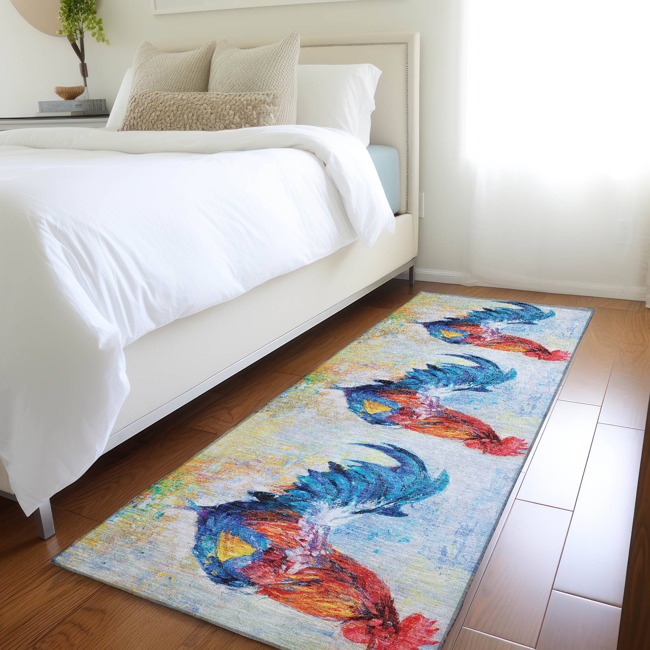 Queenstown Machine Washable Kitchen Blue Multi Rug 2'3" x 7'6" #shape_Runner