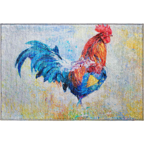 Queenstown Machine Washable Kitchen Blue Multi Rug 1'8" x 2'6"