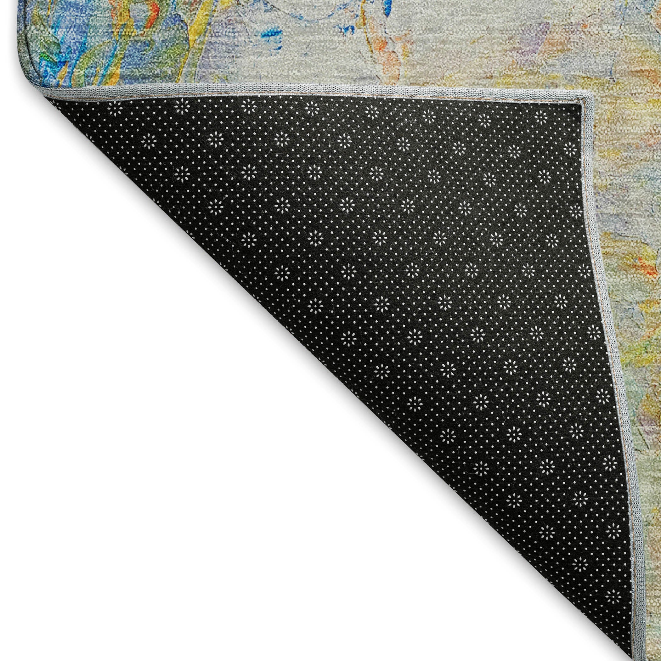 Queenstown Machine Washable Kitchen Blue Multi Rug 1'8" x 2'6" #shape_Rectangle