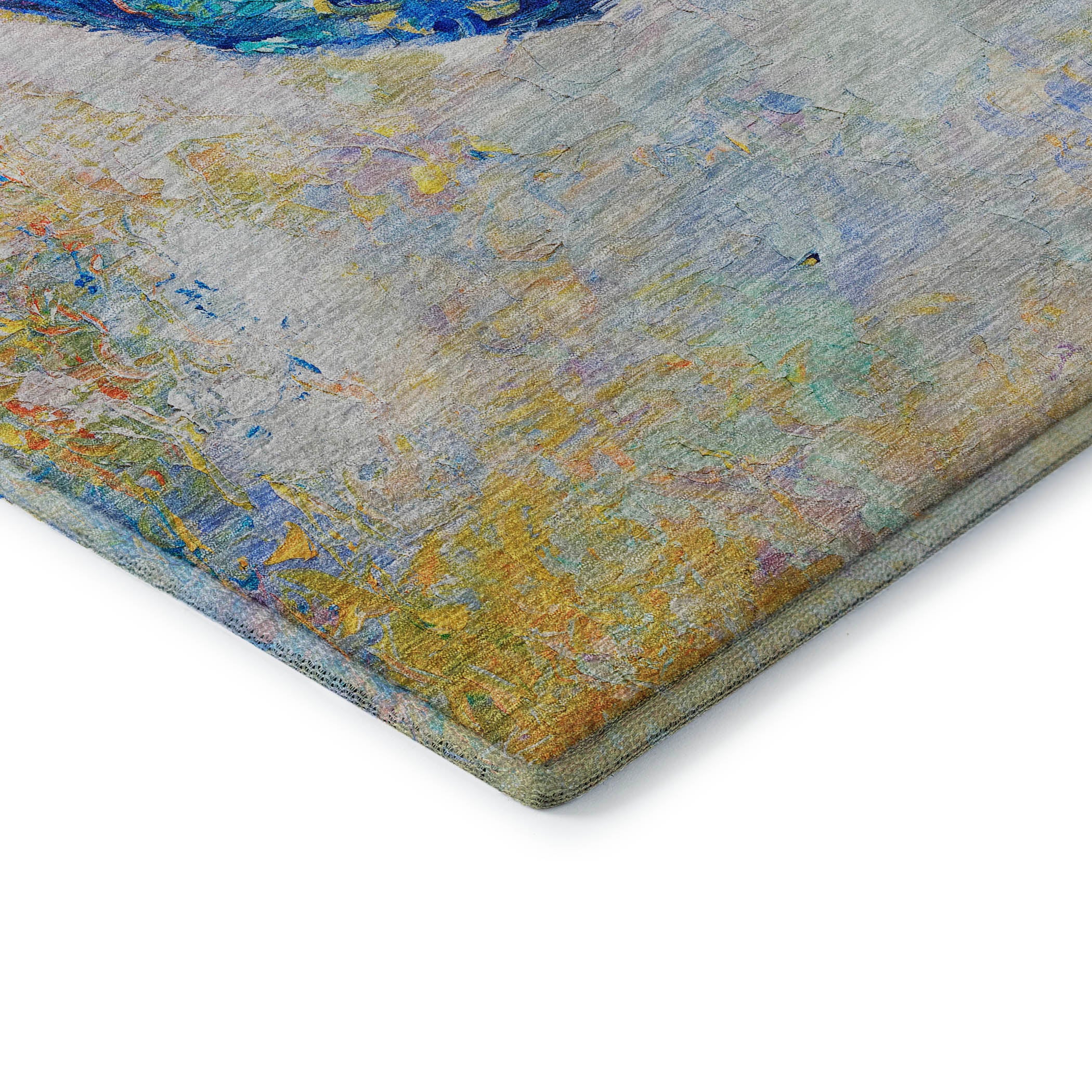 Queenstown Machine Washable Kitchen Blue Multi Rug 1'8" x 2'6" #shape_Rectangle