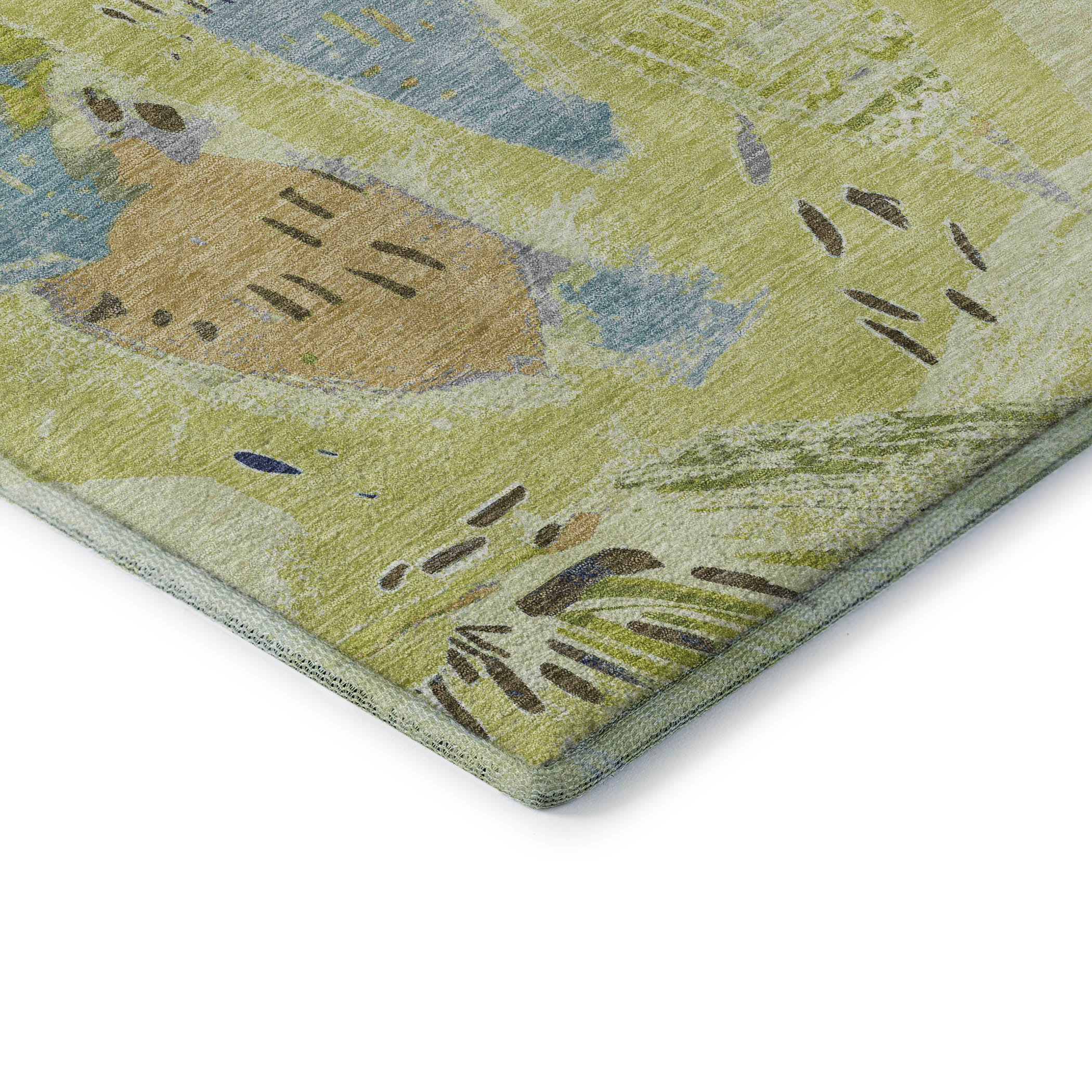 Cusco Machine Washable Transitional Aloe Green Rug 1'8" x 2'6" #shape_Rectangle