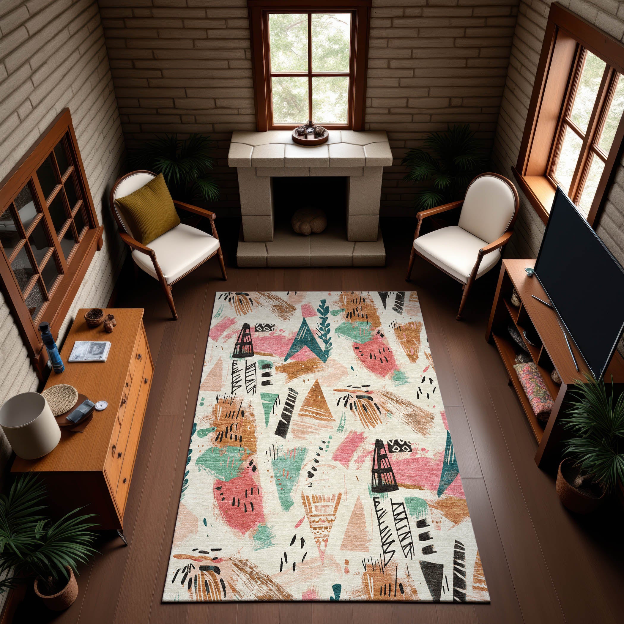 Cusco Machine Washable Transitional Ivory Rug 2'6" x 3'10" #shape_Rectangle