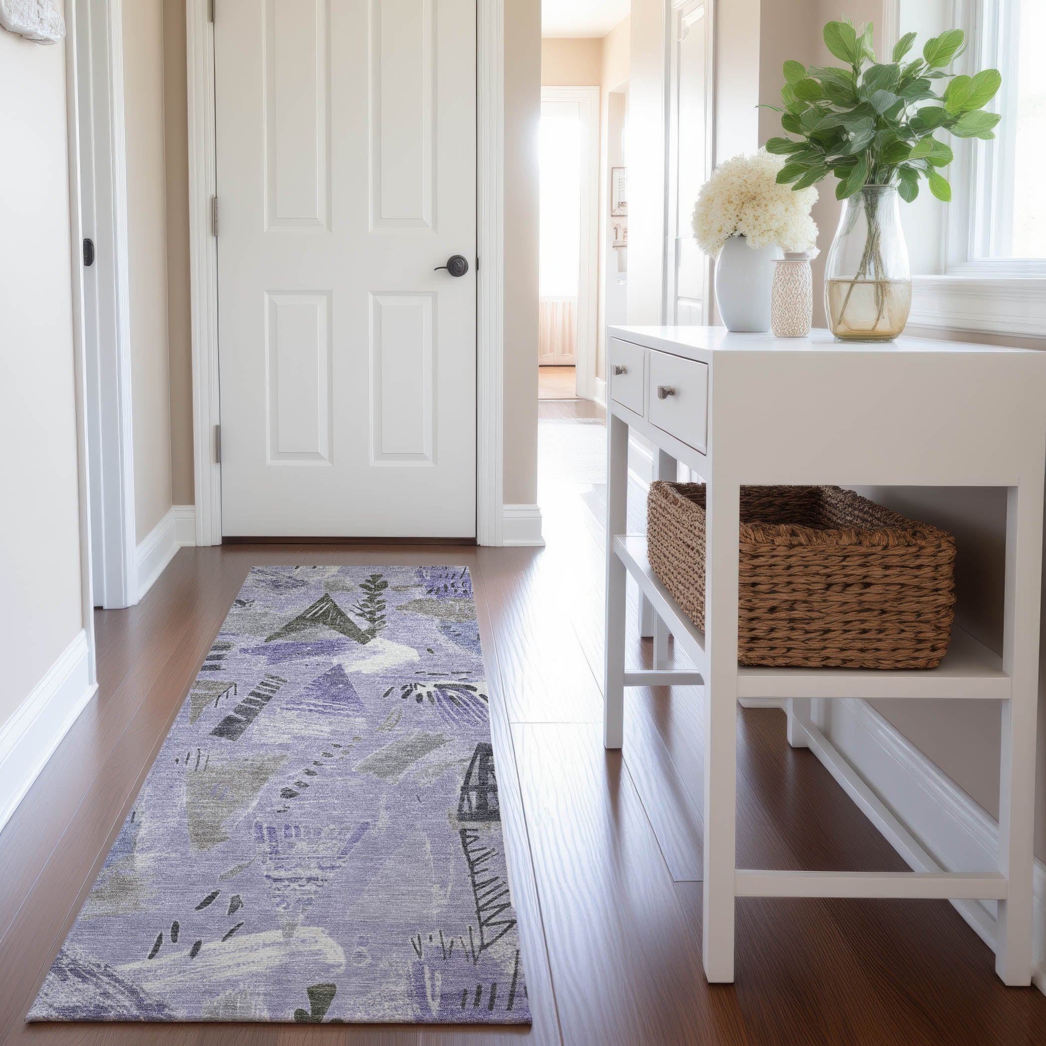 Cusco Machine Washable Transitional Lavender Purple Rug 2'3" x 7'6" #shape_Runner