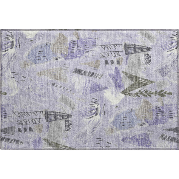 Cusco Machine Washable Transitional Lavender Purple Rug 1'8" x 2'6"