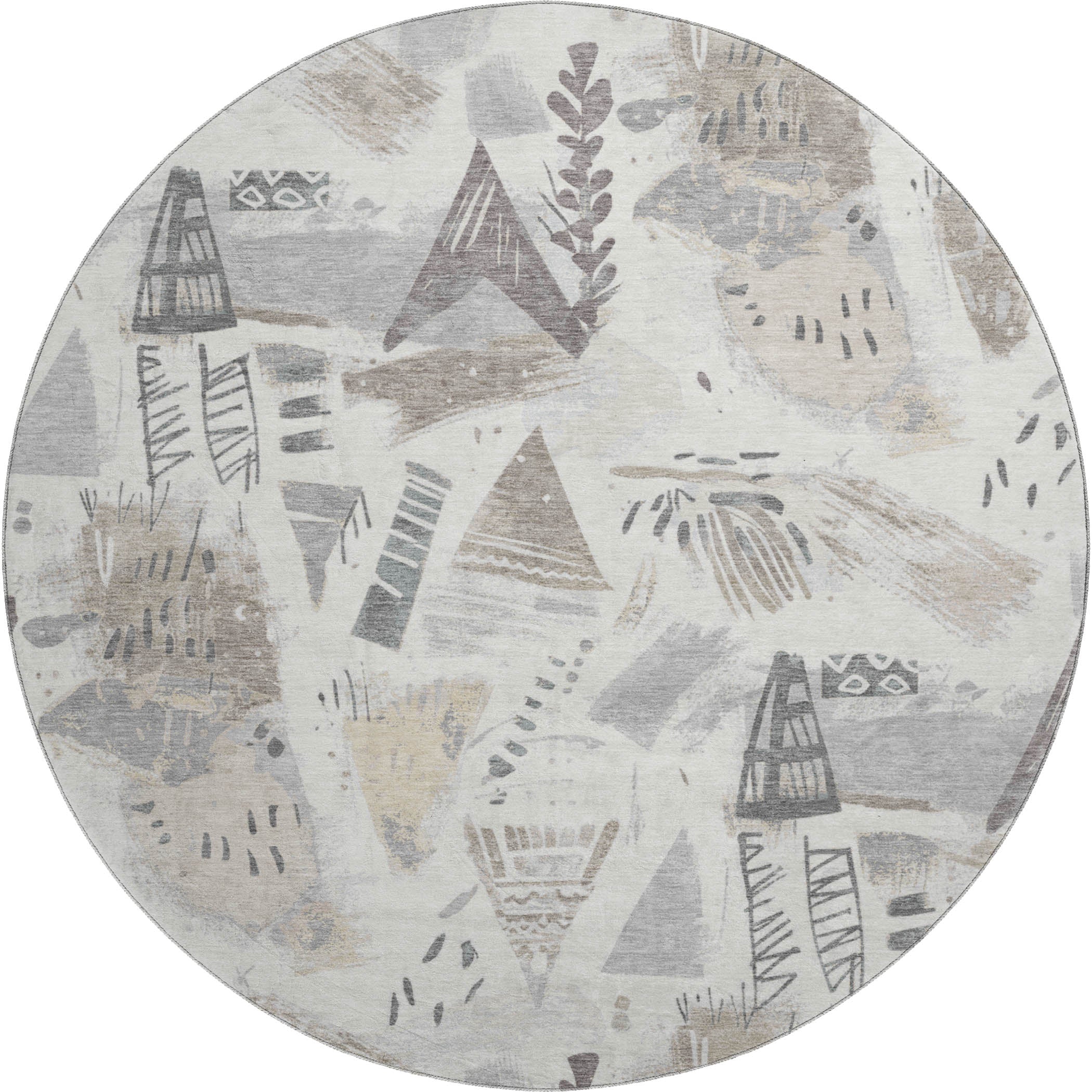 Cusco Machine Washable Transitional Linen Ivory Rug 8' x 8' #shape_Round