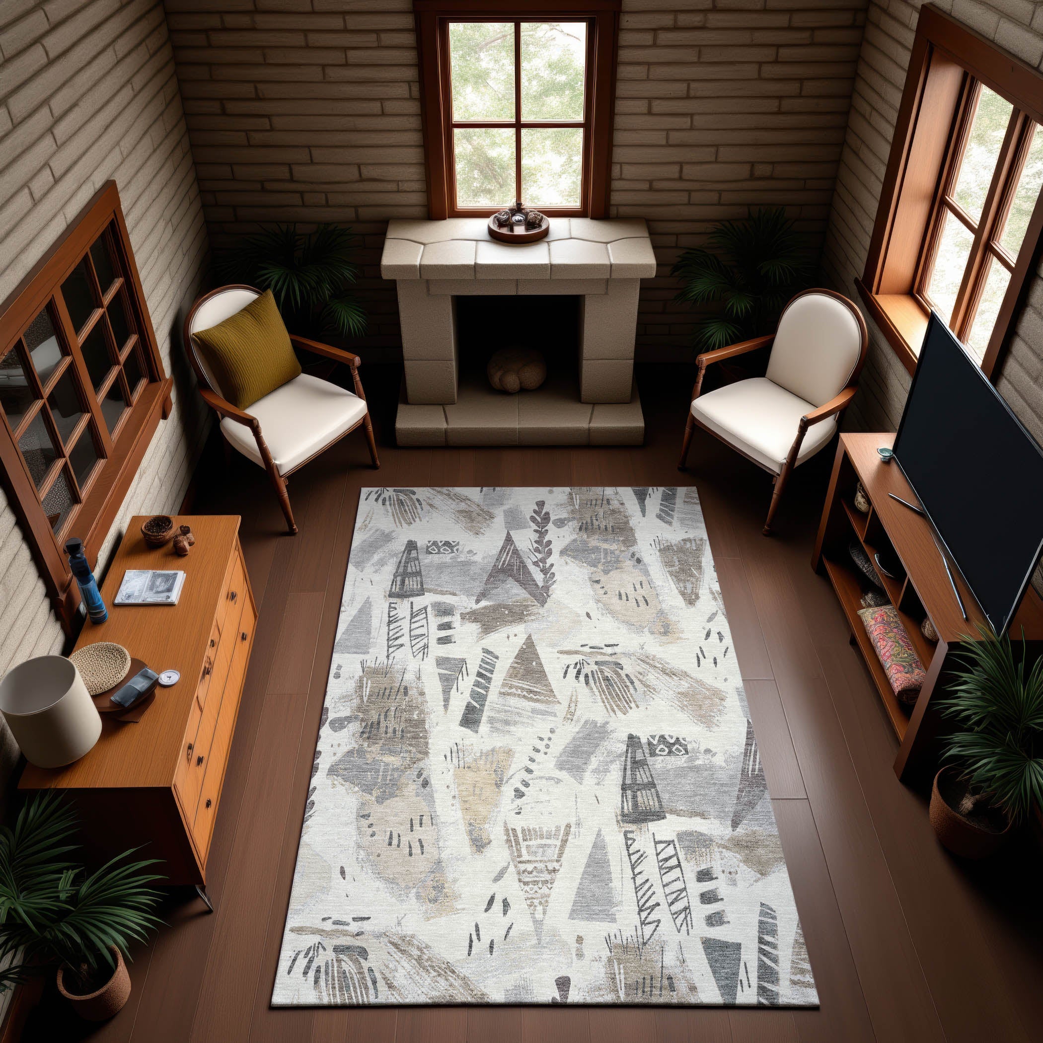 Cusco Machine Washable Transitional Linen Ivory Rug 2'6" x 3'10" #shape_Rectangle