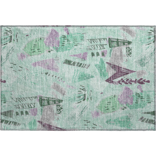 Cusco Machine Washable Transitional Seafoam Blue Rug 1'8" x 2'6"