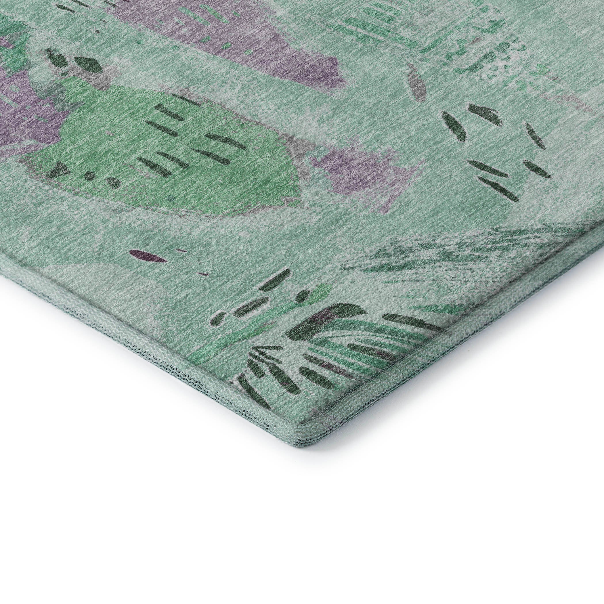 Cusco Machine Washable Transitional Seafoam Blue Rug 1'8" x 2'6" #shape_Rectangle