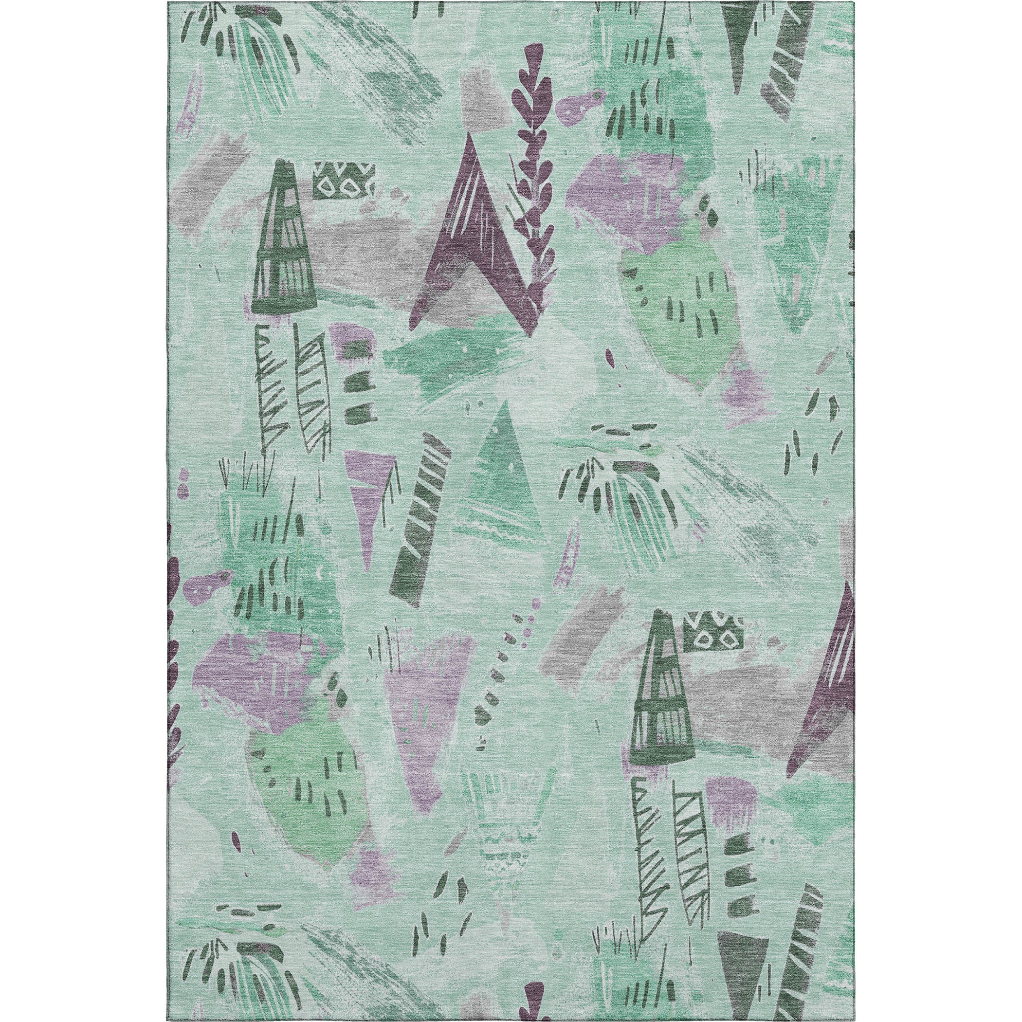 Cusco Machine Washable Transitional Seafoam Blue Rug 2'6" x 3'10" #shape_Rectangle