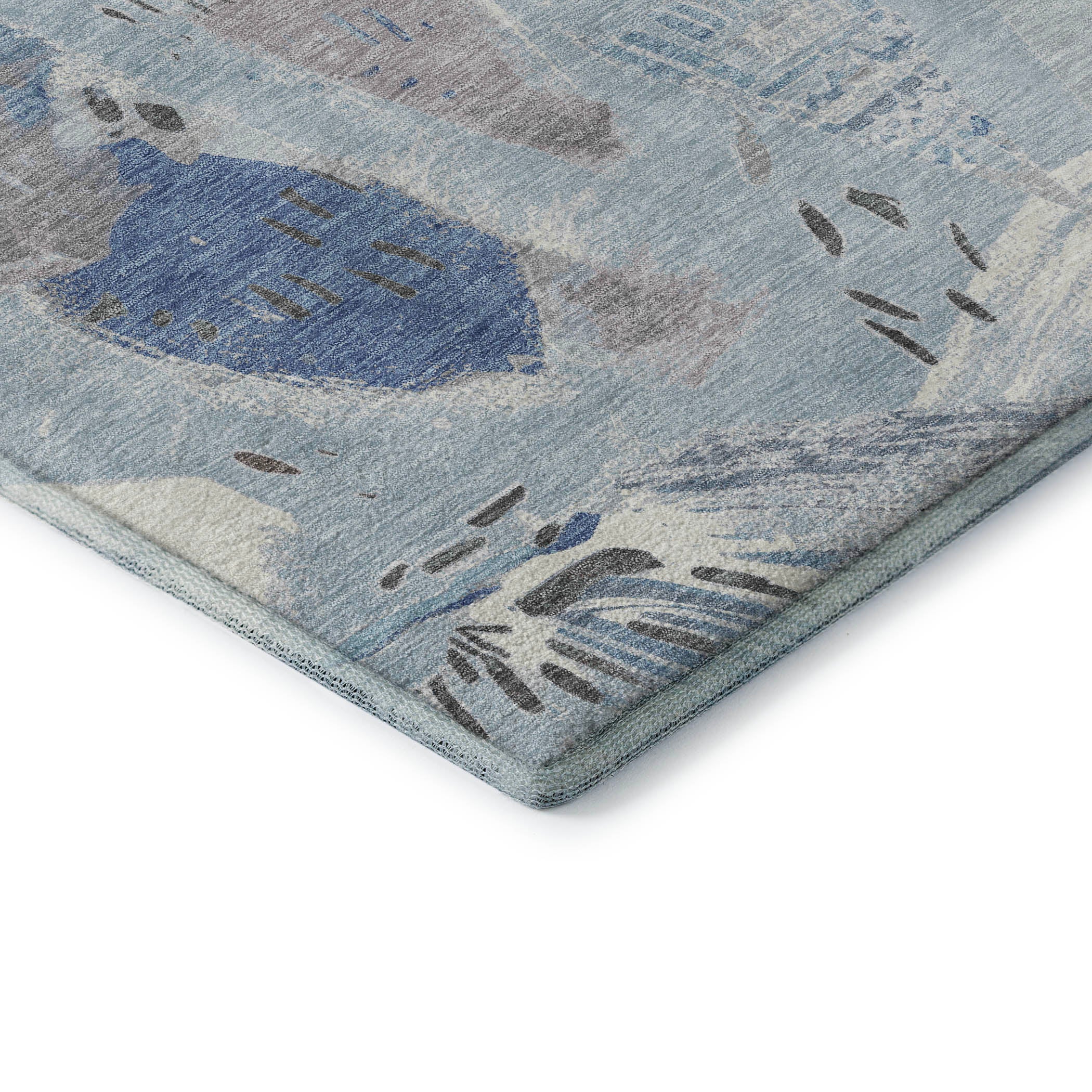 Cusco Machine Washable Transitional Sky Blue Rug 1'8" x 2'6" #shape_Rectangle
