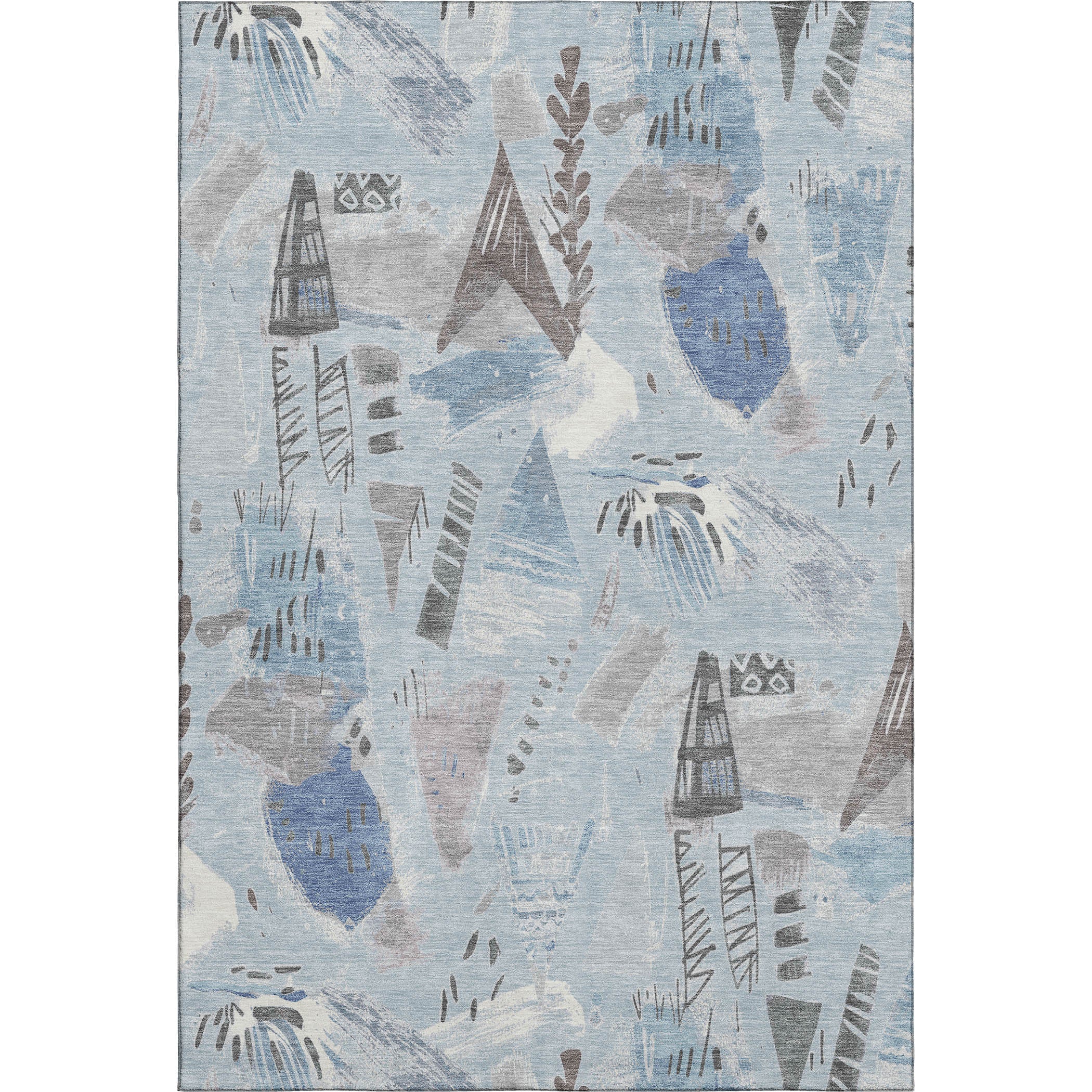 Cusco Machine Washable Transitional Sky Blue Rug 2'6" x 3'10" #shape_Rectangle
