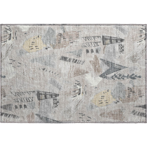 Cusco Machine Washable Transitional Taupe Brown Rug 1'8" x 2'6"