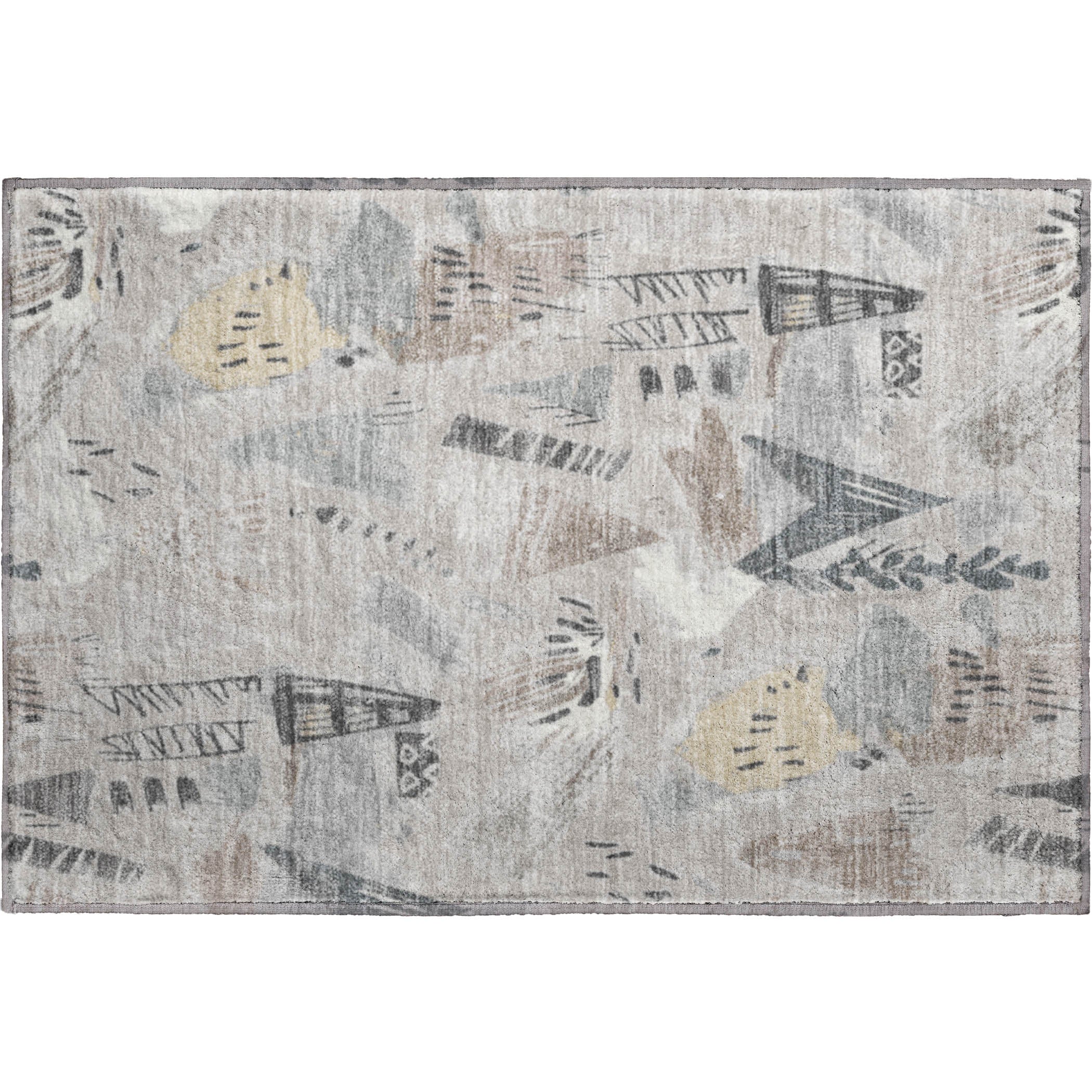 Cusco Machine Washable Transitional Taupe Brown Rug 1'8" x 2'6" #shape_Rectangle