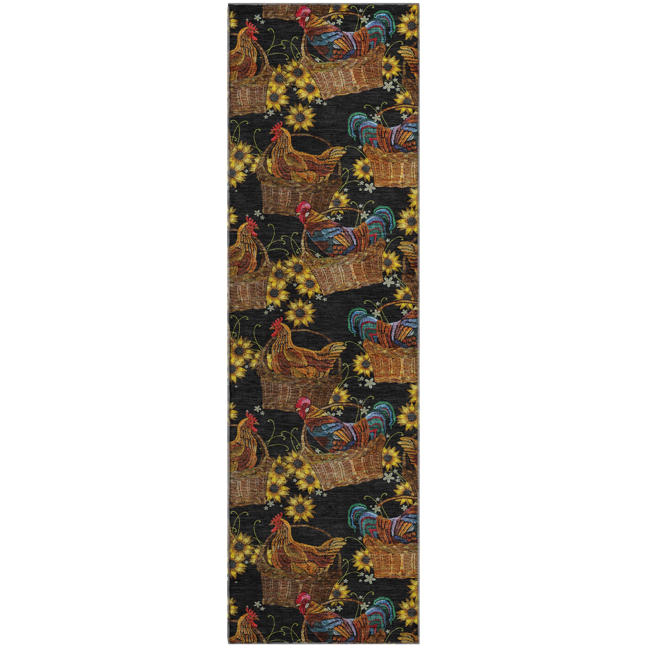 Bruges Machine Washable Kitchen Midnight Black Rug 2'3" x 7'6" #shape_Runner