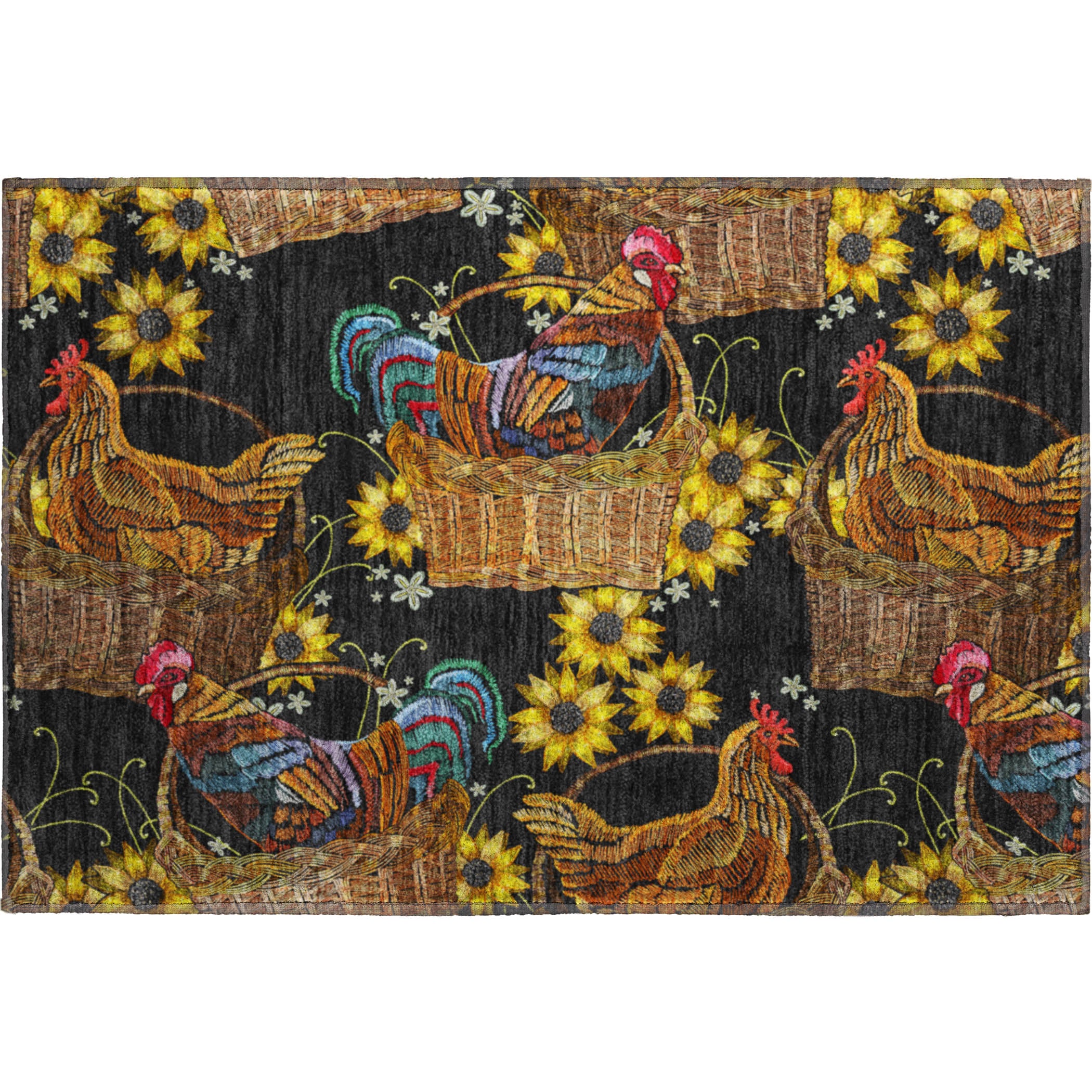 Bruges Machine Washable Kitchen Midnight Black Rug 1'8" x 2'6" #shape_Rectangle