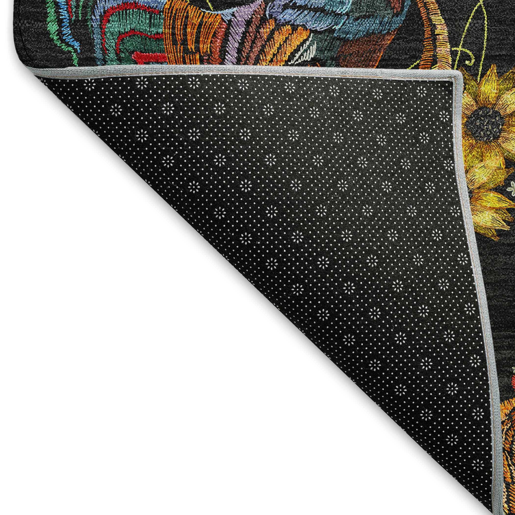 Bruges Machine Washable Kitchen Midnight Black Rug 1'8" x 2'6" #shape_Rectangle