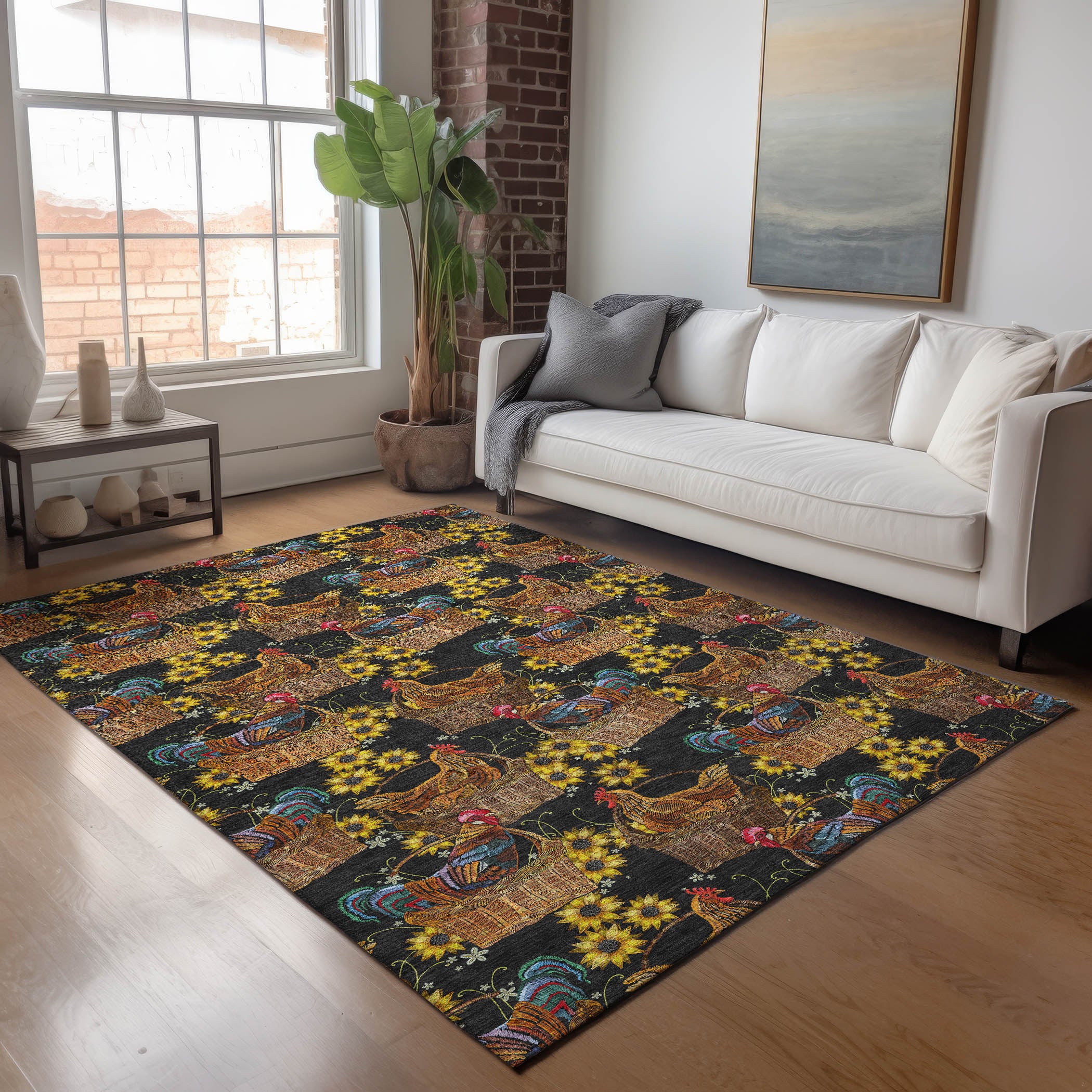 Bruges Machine Washable Kitchen Midnight Black Rug 2'6" x 3'10" #shape_Rectangle