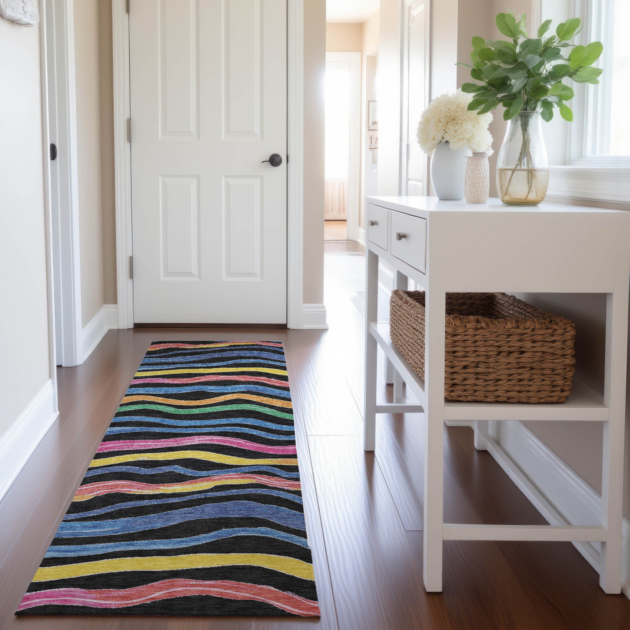 Nairobi Machine Washable Transitional Black Rug 2'3" x 7'6" #shape_Runner