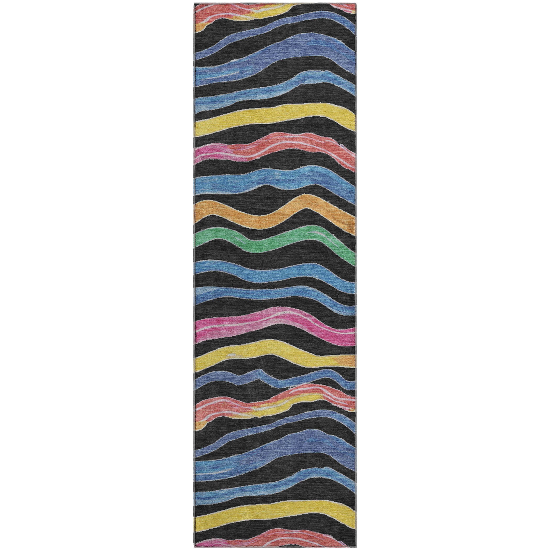 Nairobi Machine Washable Transitional Black Rug 2'3" x 7'6" #shape_Runner