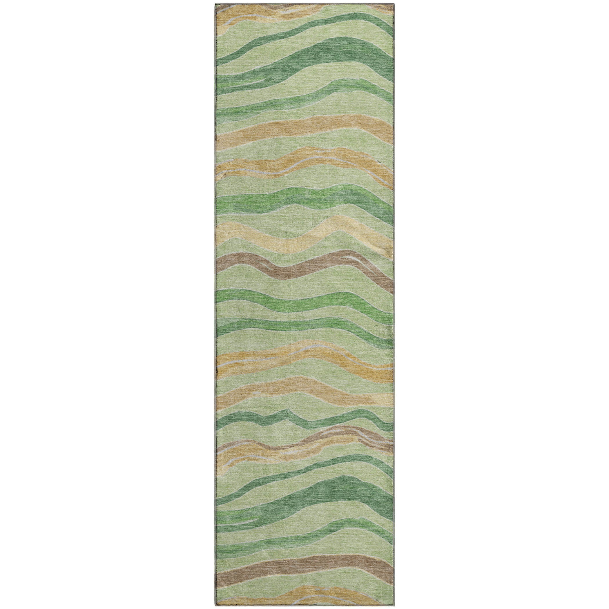 Nairobi Machine Washable Transitional Green Rug 2'3" x 7'6" #shape_Runner