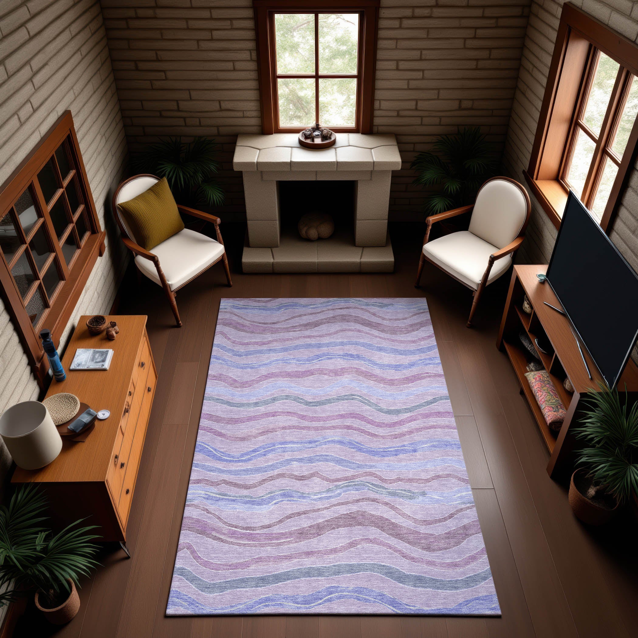 Nairobi Machine Washable Transitional Lavender Purple Rug 2'6" x 3'10" #shape_Rectangle