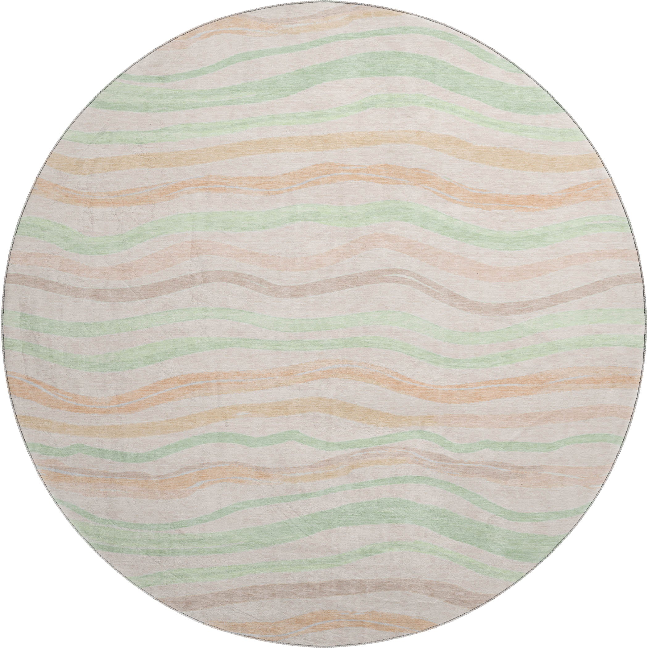 Nairobi Machine Washable Transitional Peach Orange Rug 8' x 8' #shape_Round
