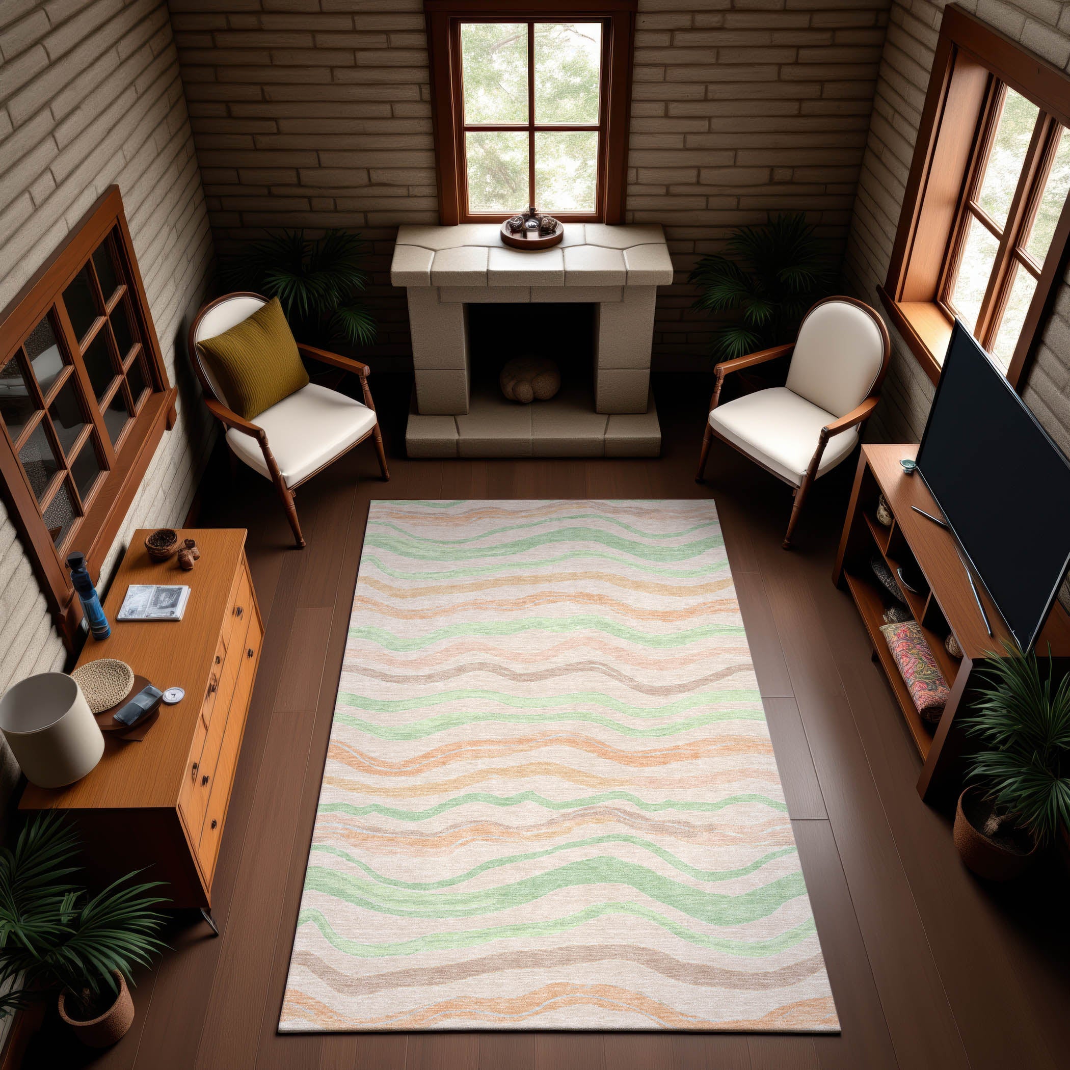 Nairobi Machine Washable Transitional Peach Orange Rug 2'6" x 3'10" #shape_Rectangle