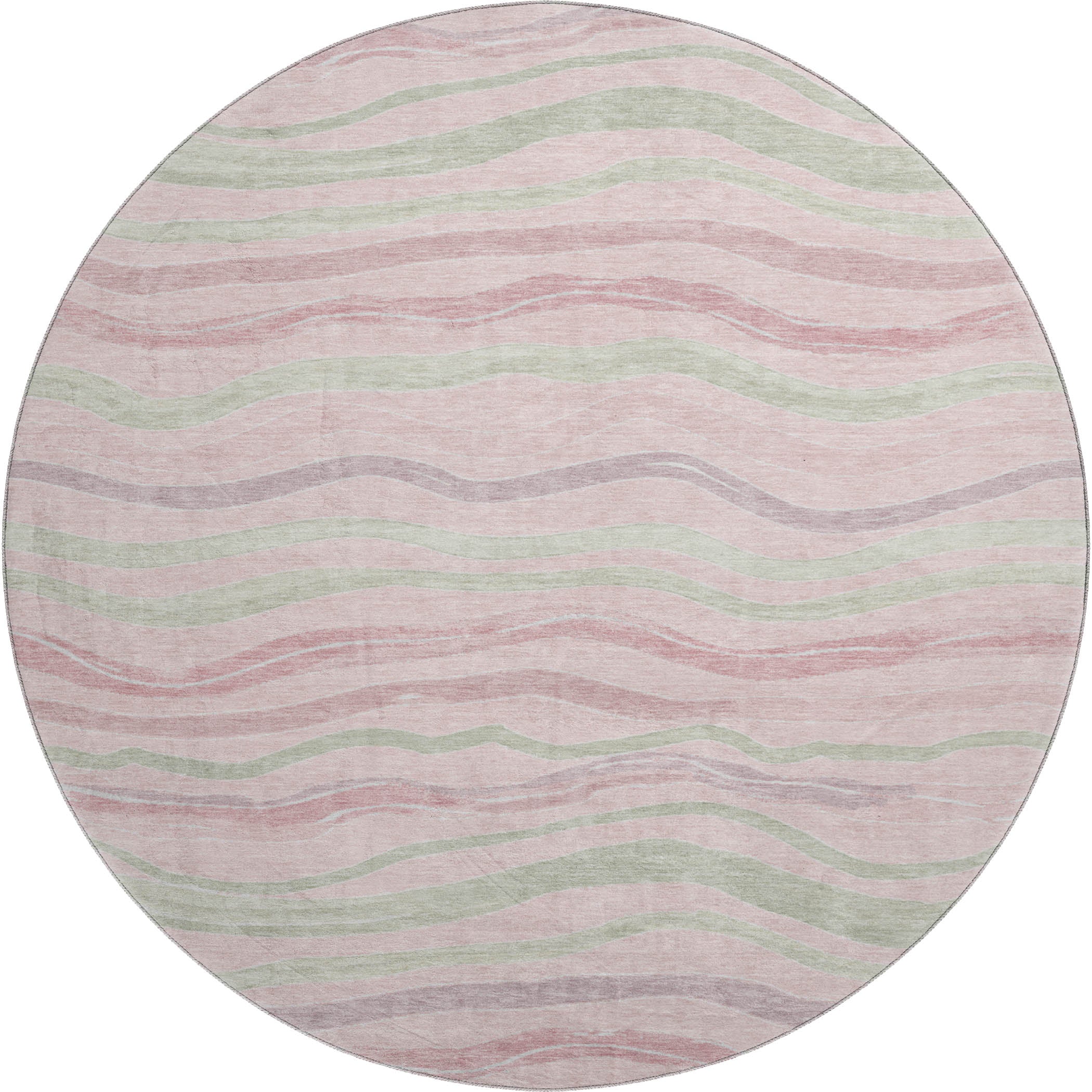 Nairobi Machine Washable Transitional Pink Rug 8' x 8' #shape_Round