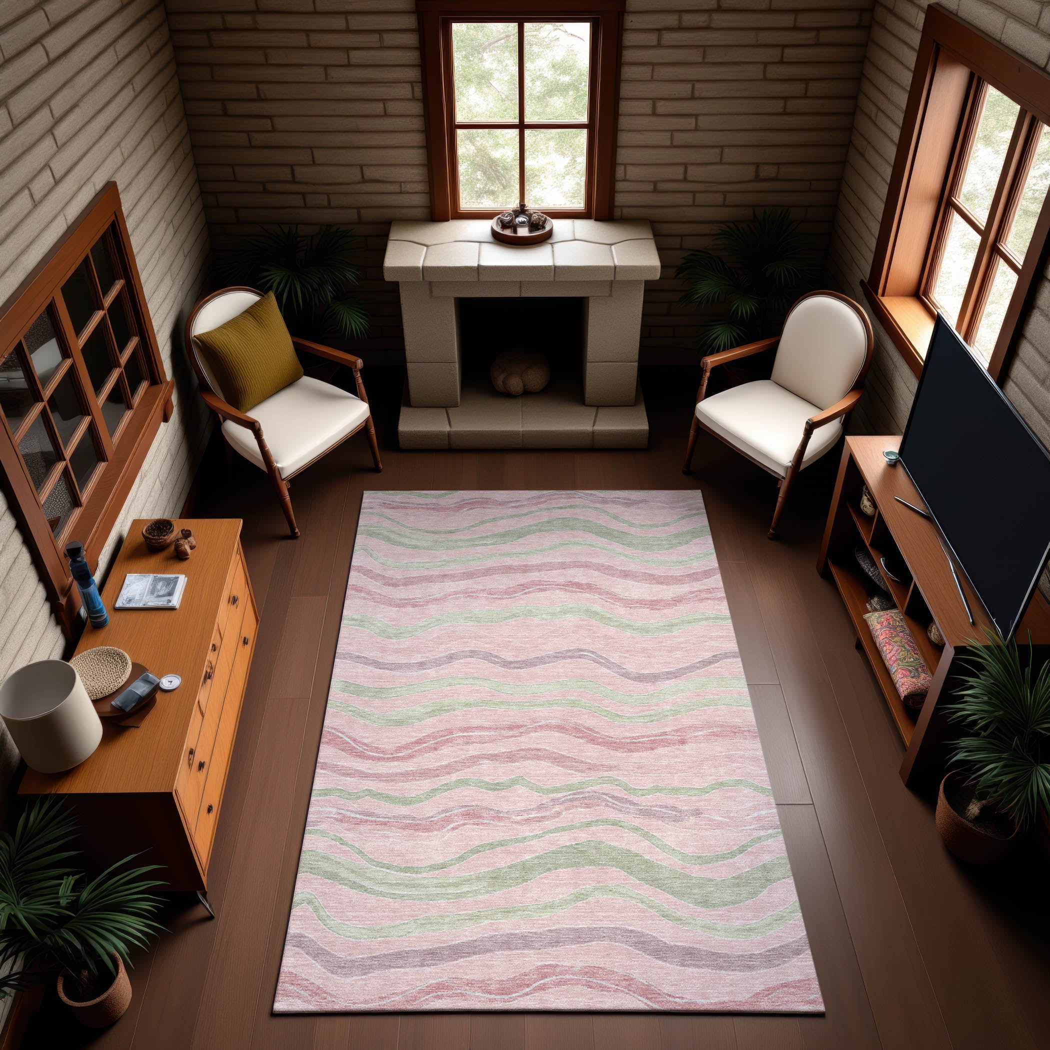 Nairobi Machine Washable Transitional Pink Rug 2'6" x 3'10" #shape_Rectangle