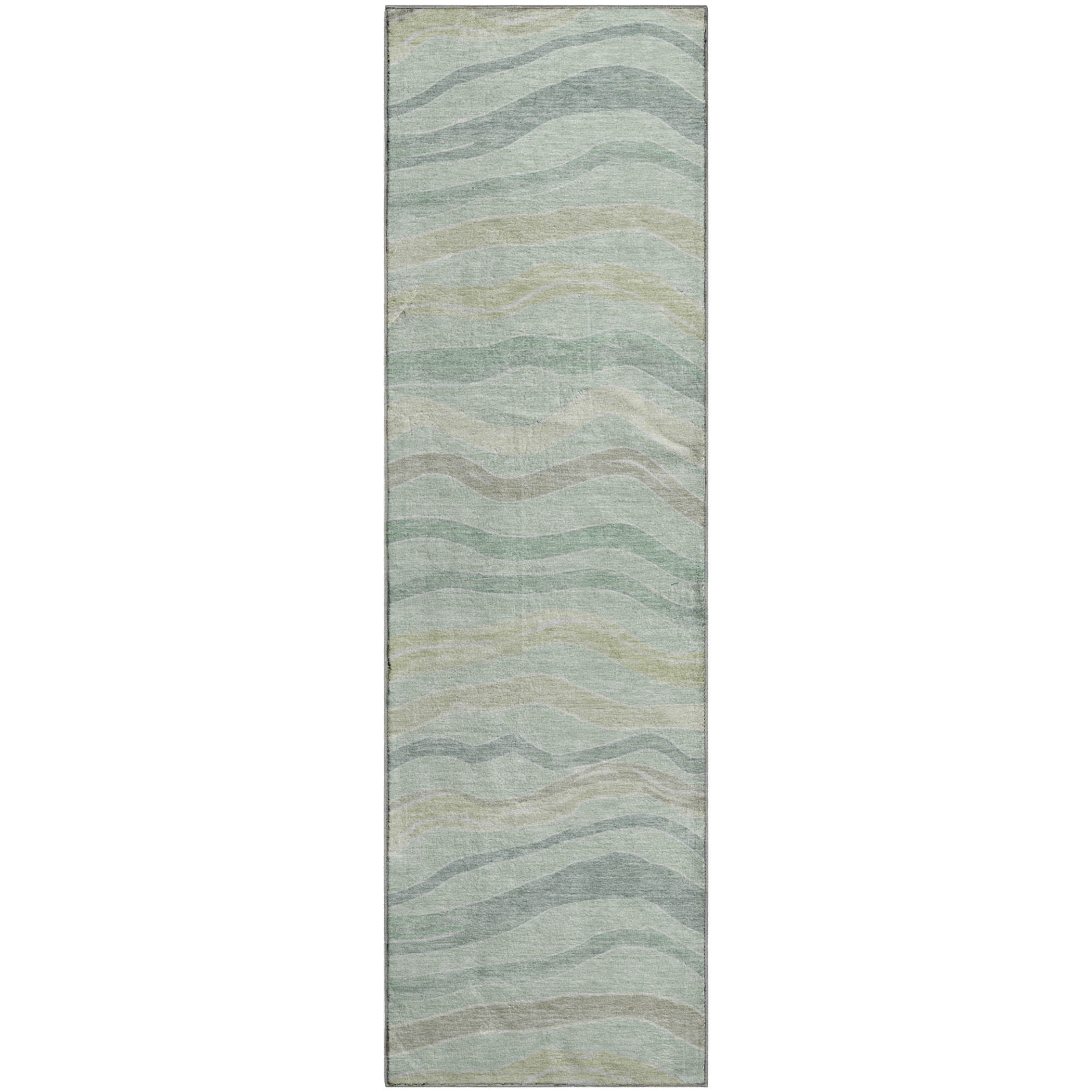 Nairobi Machine Washable Transitional Sage Green Rug 2'3" x 7'6" #shape_Runner