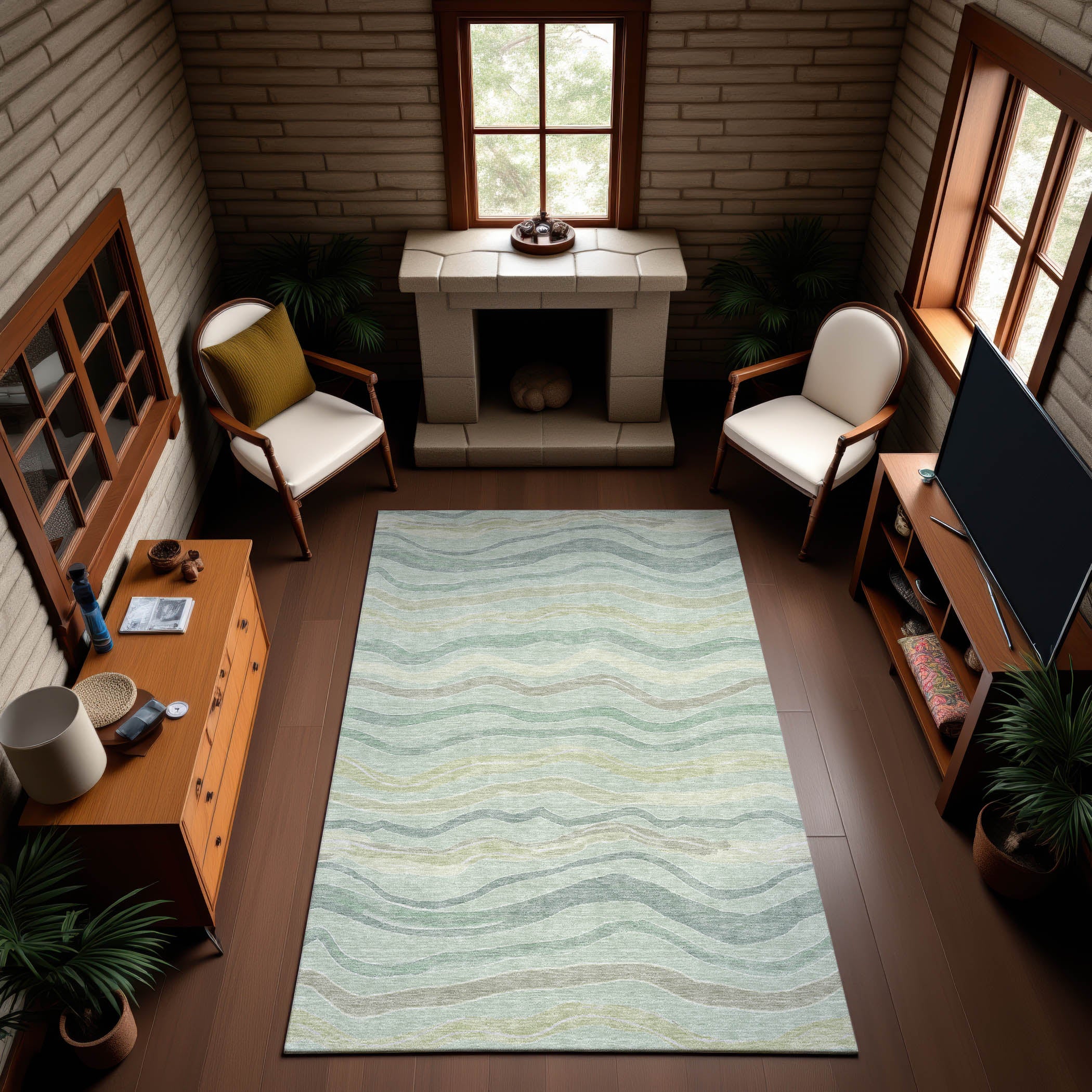 Nairobi Machine Washable Transitional Sage Green Rug 2'6" x 3'10" #shape_Rectangle