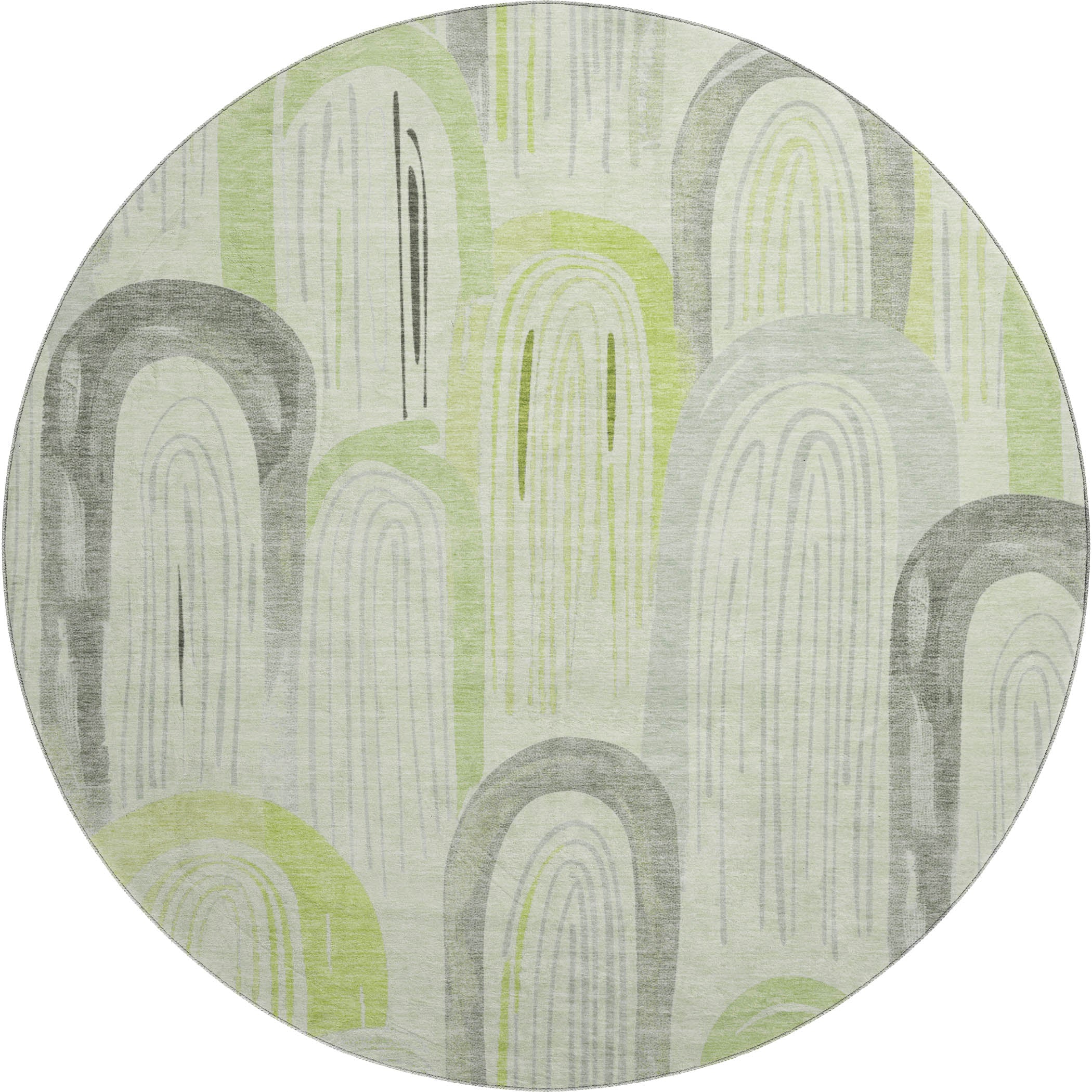 Ghent Machine Washable Transitional Aloe Green Rug 8' x 8' #shape_Round