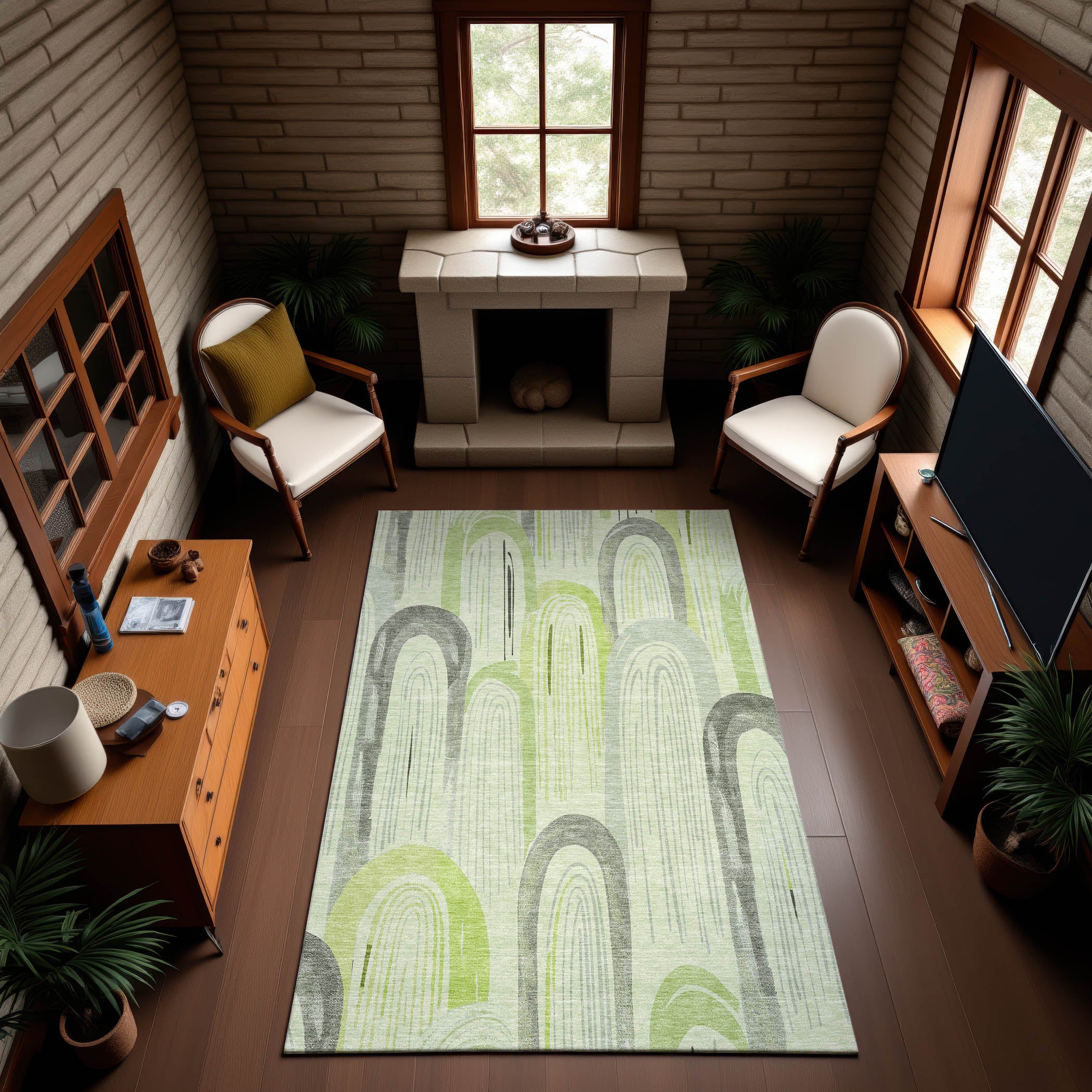 Ghent Machine Washable Transitional Aloe Green Rug 2'6" x 3'10" #shape_Rectangle