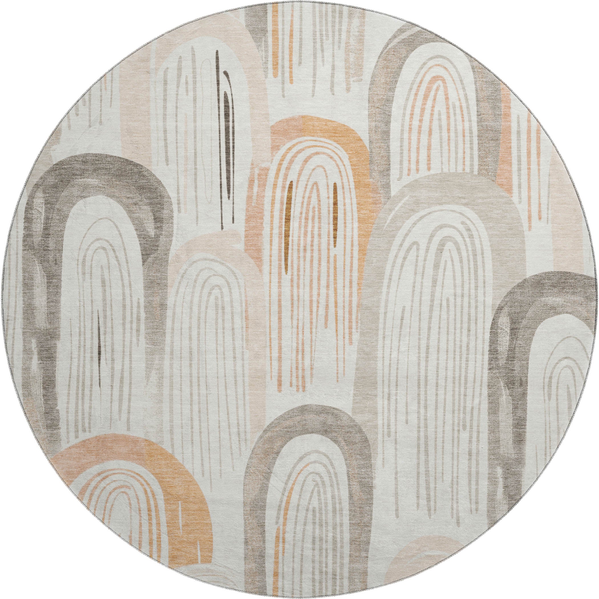 Ghent Machine Washable Transitional Ivory Rug 8' x 8' #shape_Round