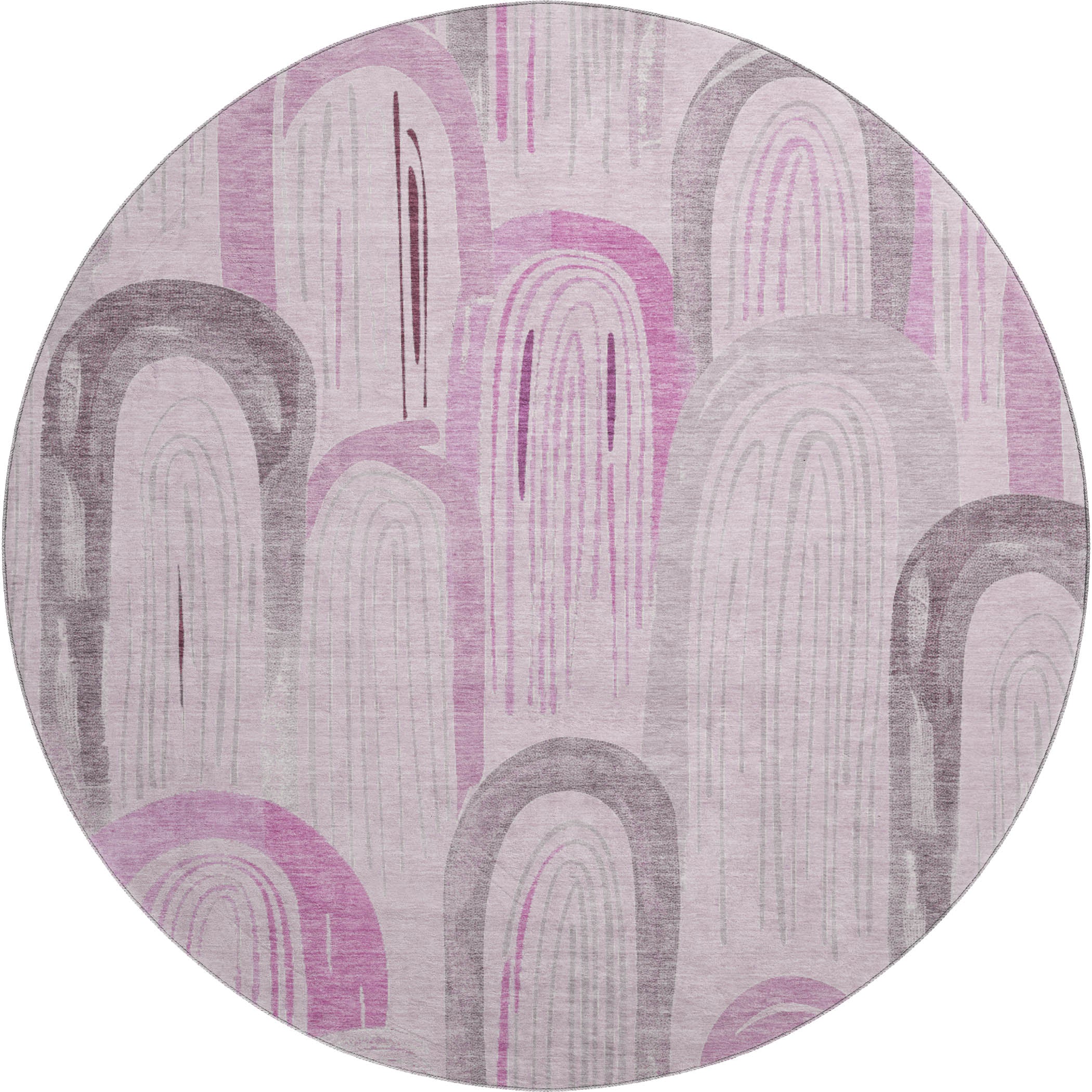 Ghent Machine Washable Transitional Pink Rug 8' x 8' #shape_Round