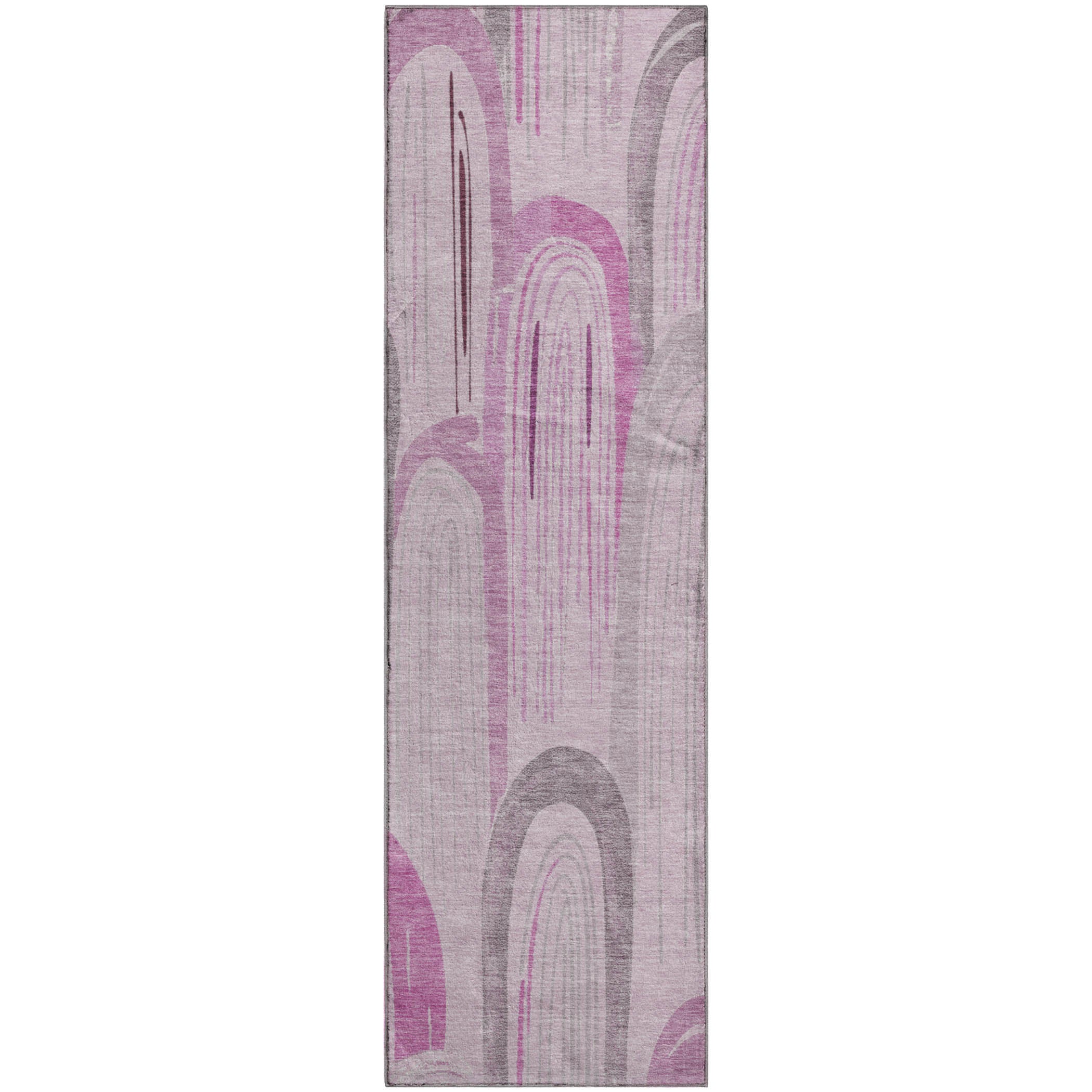Ghent Machine Washable Transitional Pink Rug 2'3" x 7'6" #shape_Runner