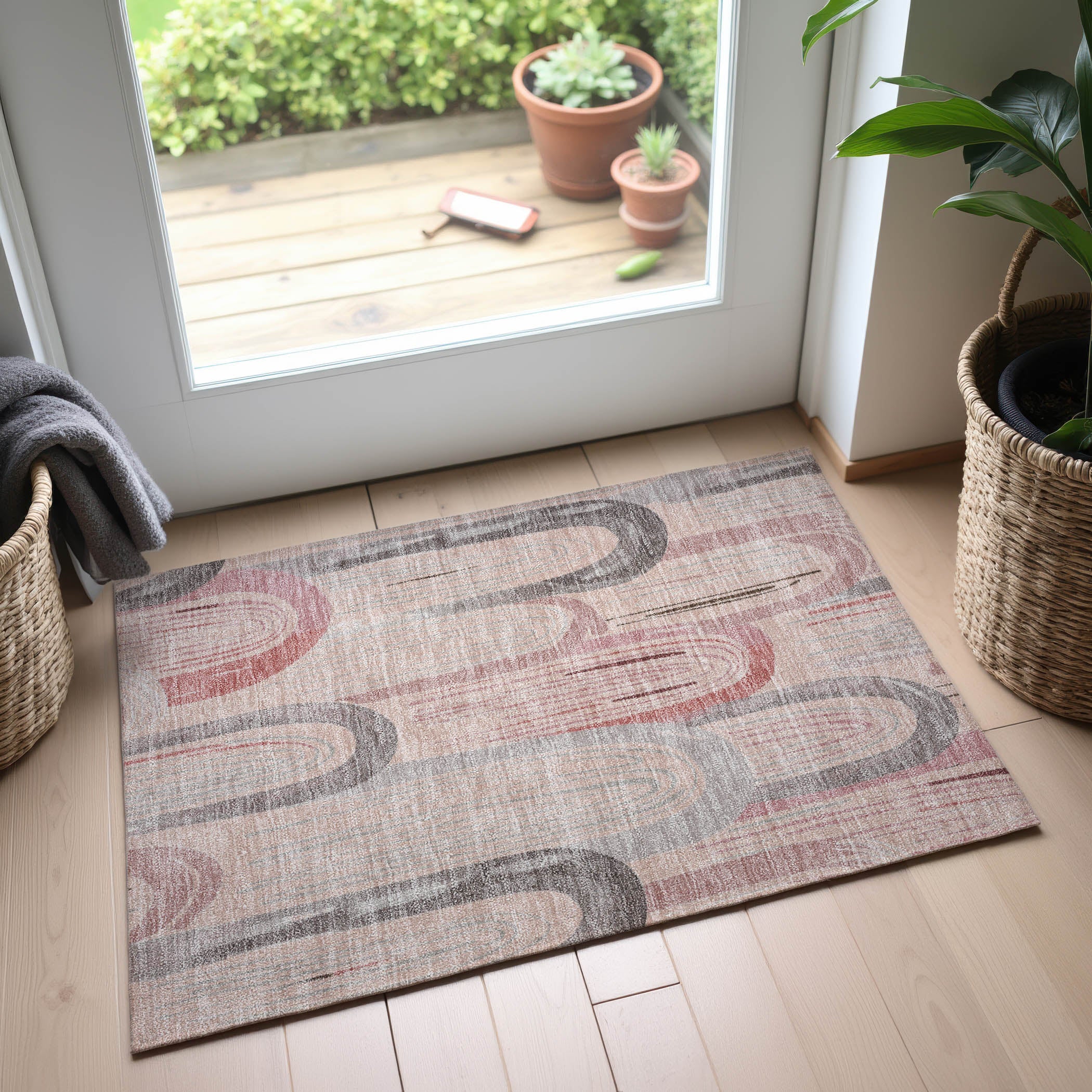 Ghent Machine Washable Transitional Salmon Orange Rug 1'8" x 2'6" #shape_Rectangle