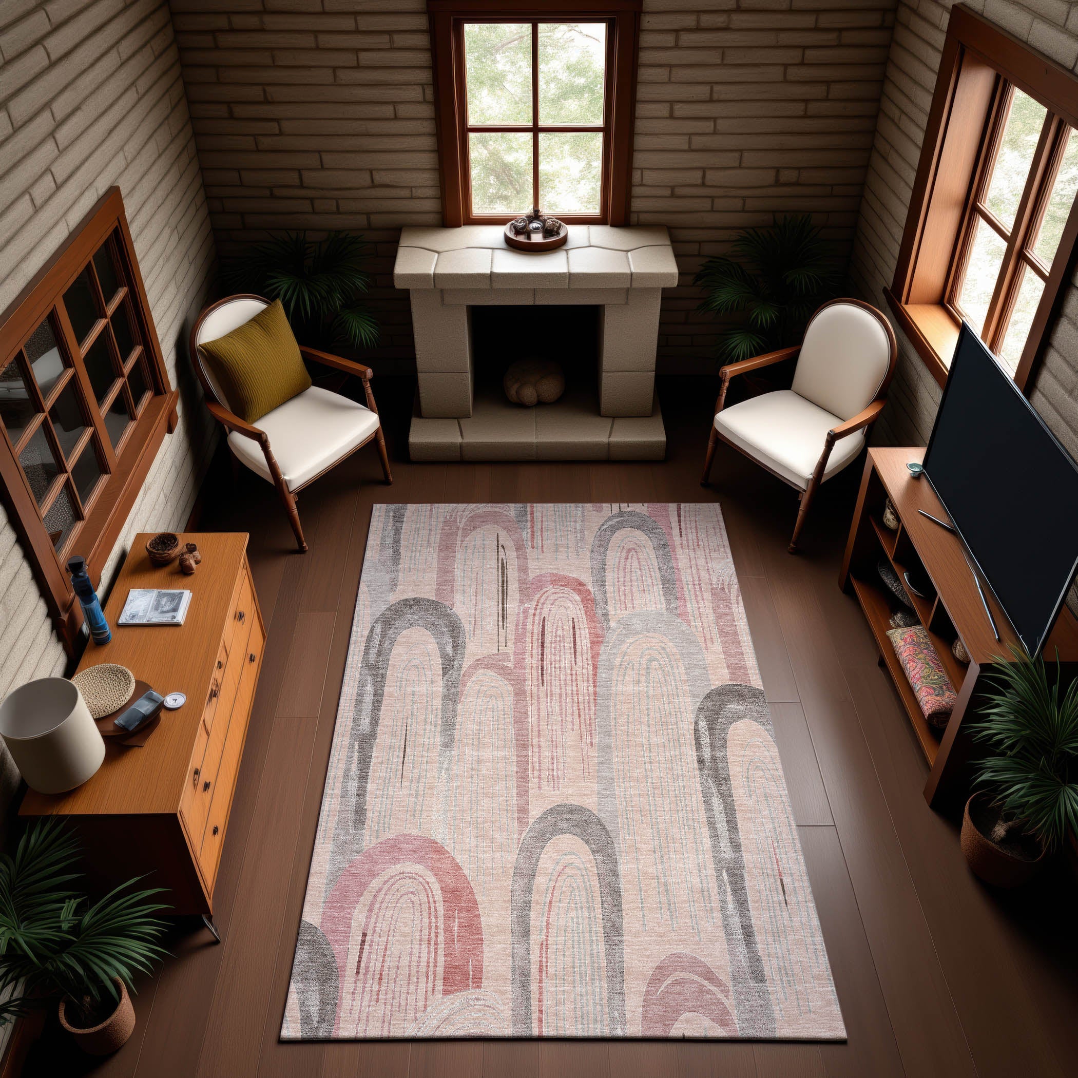 Ghent Machine Washable Transitional Salmon Orange Rug 2'6" x 3'10" #shape_Rectangle