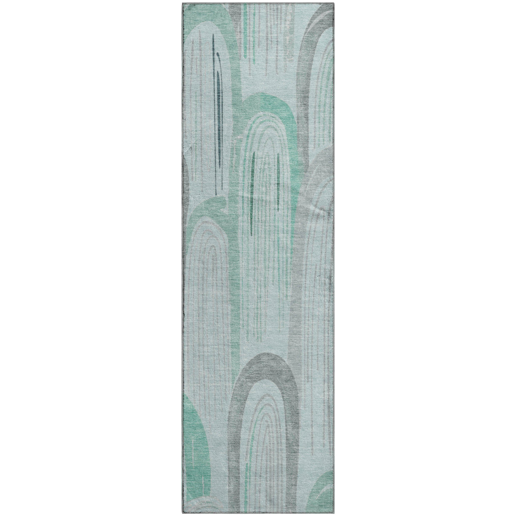 Ghent Machine Washable Transitional Seafoam Blue Rug 2'3" x 7'6" #shape_Runner