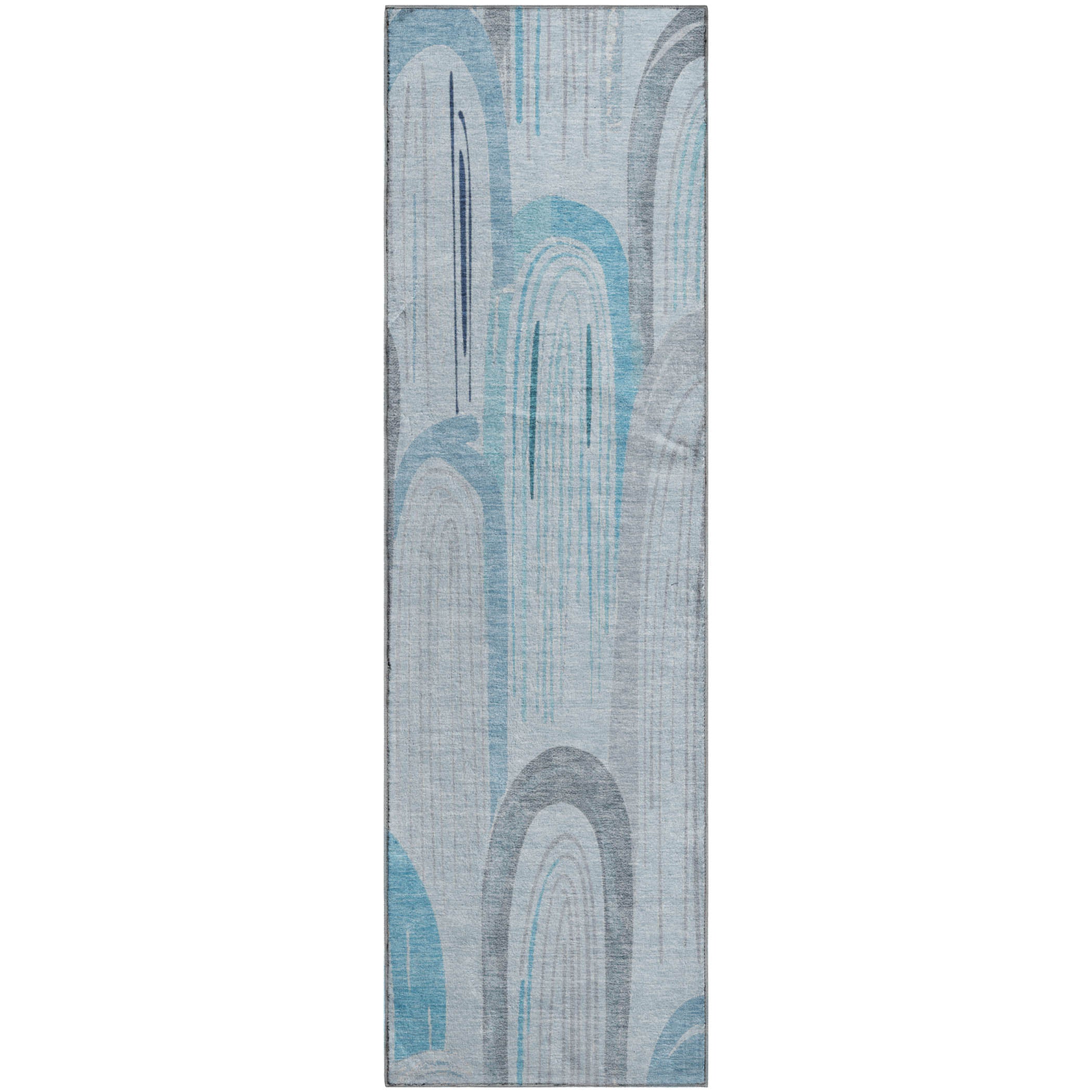 Ghent Machine Washable Transitional Sky Blue Rug 2'3" x 7'6" #shape_Runner